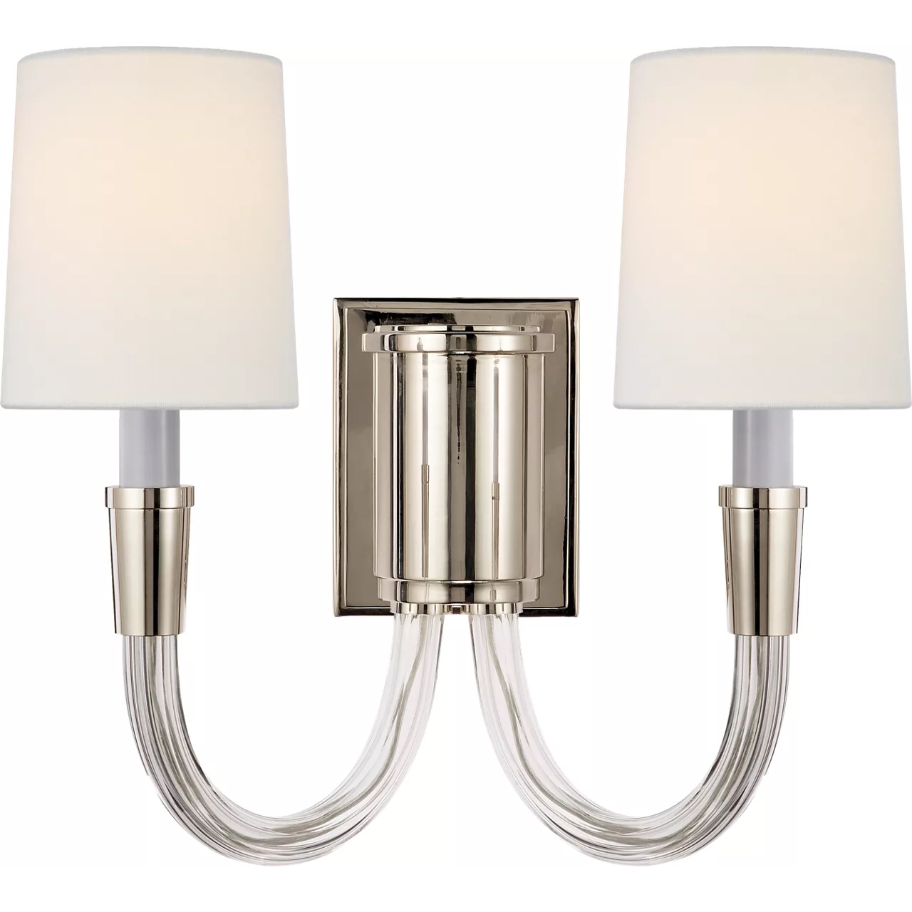 Thomas O'Brien Vivian 2 Light 13.5 inch Polished Nickel Double Sconce Wall Light in Linen
