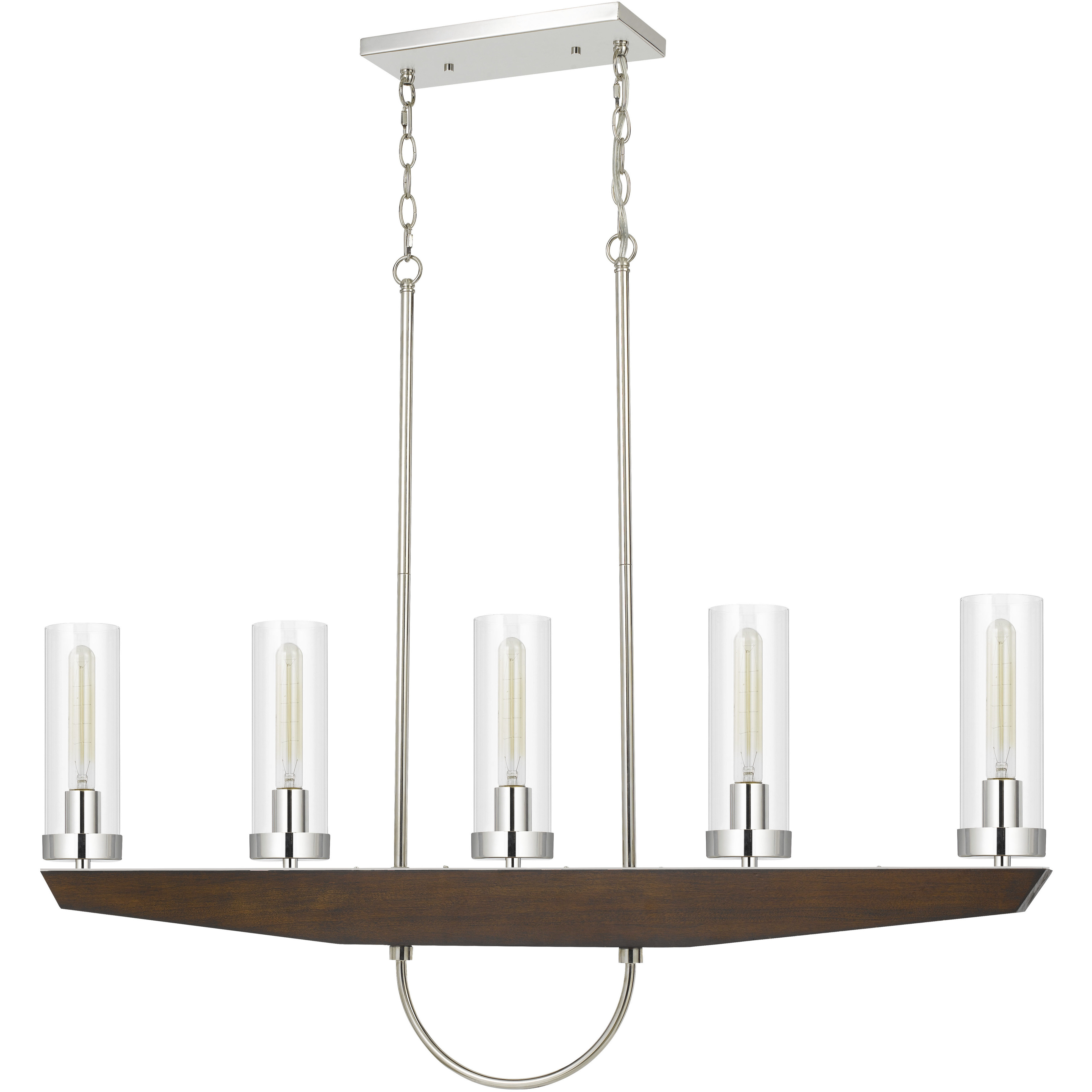 Ercolano 5 Light 43 inch Wood/Brushed Steel Island Light Ceiling Light