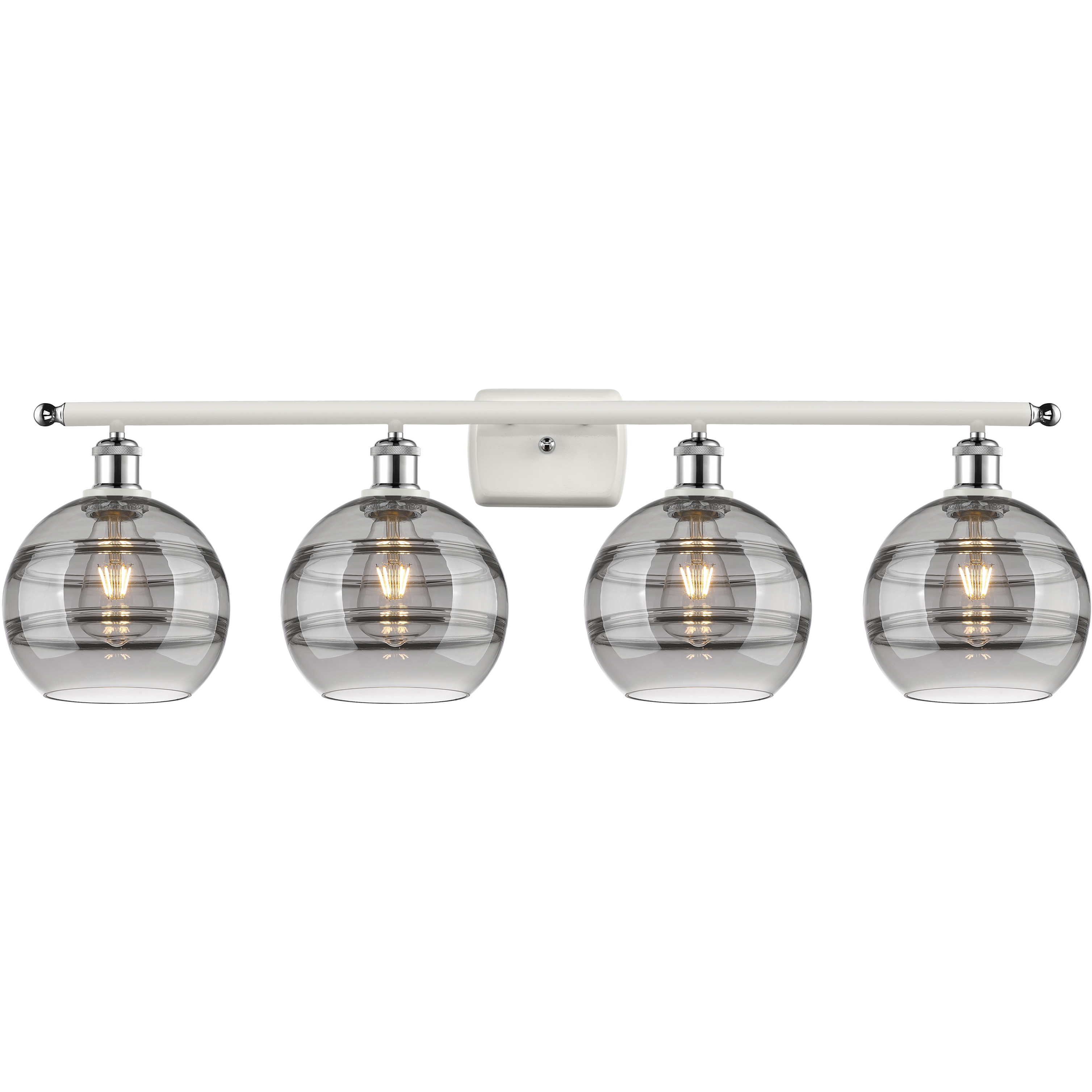 Ballston Rochester 4 Light 38 inch White Polished Chrome Bath Vanity Light Wall Light