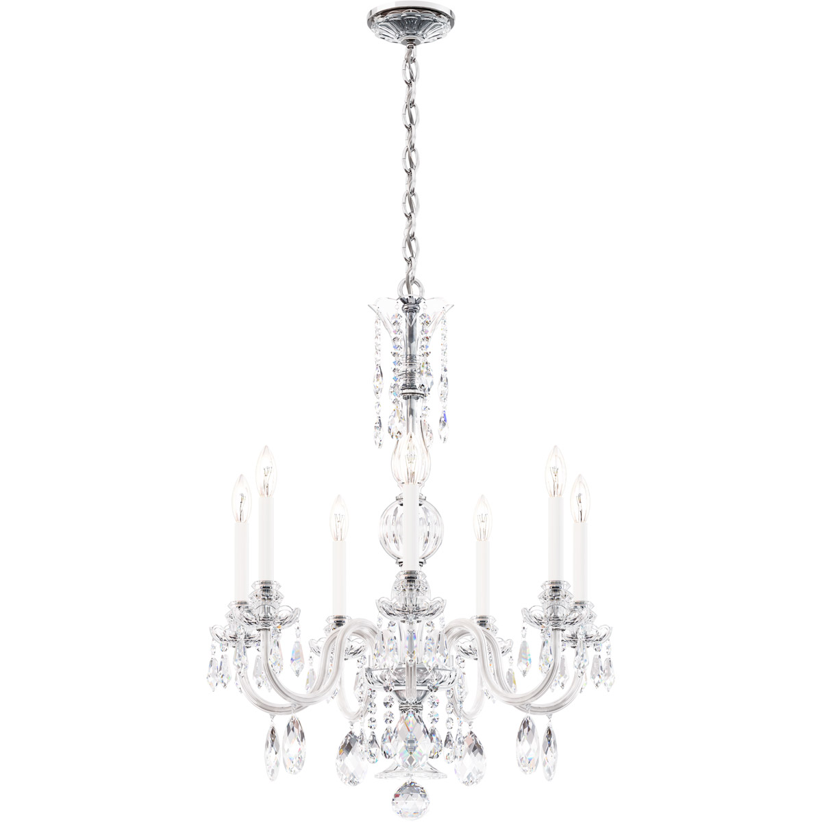 Hamilton Nouveau 7 Light 26 inch Polished Silver Chandelier Ceiling Light, Adjustable Height