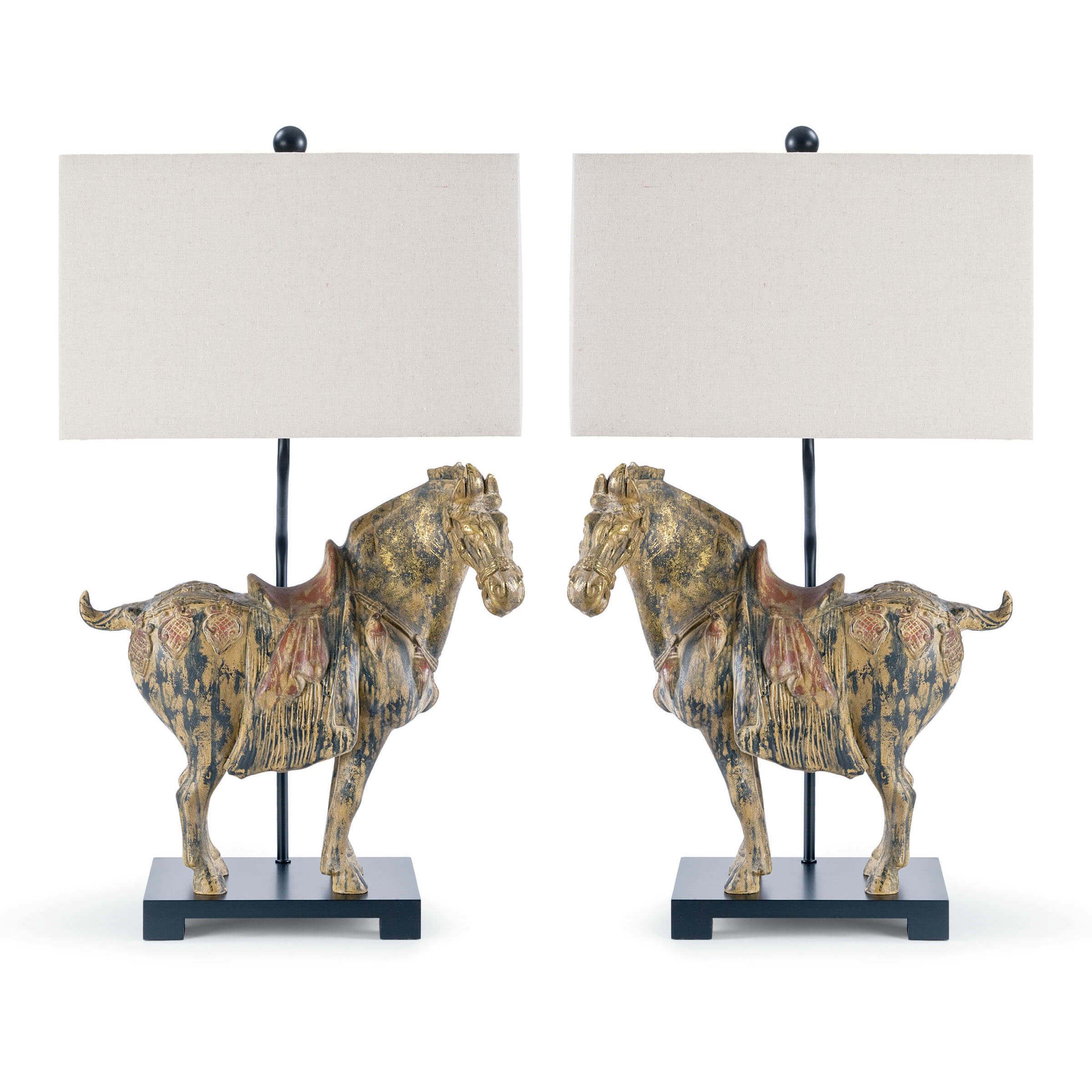 Dynasty Horse 32 inch 150.00 watt Distressed Painted Table Lamps Portable Light