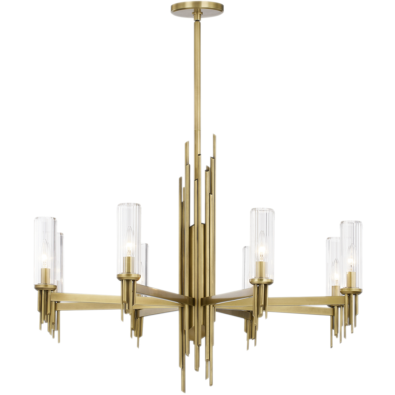 Torres 8 Light 36.13 inch Ribbed Glass/Vintage Brass Chandelier Ceiling Light