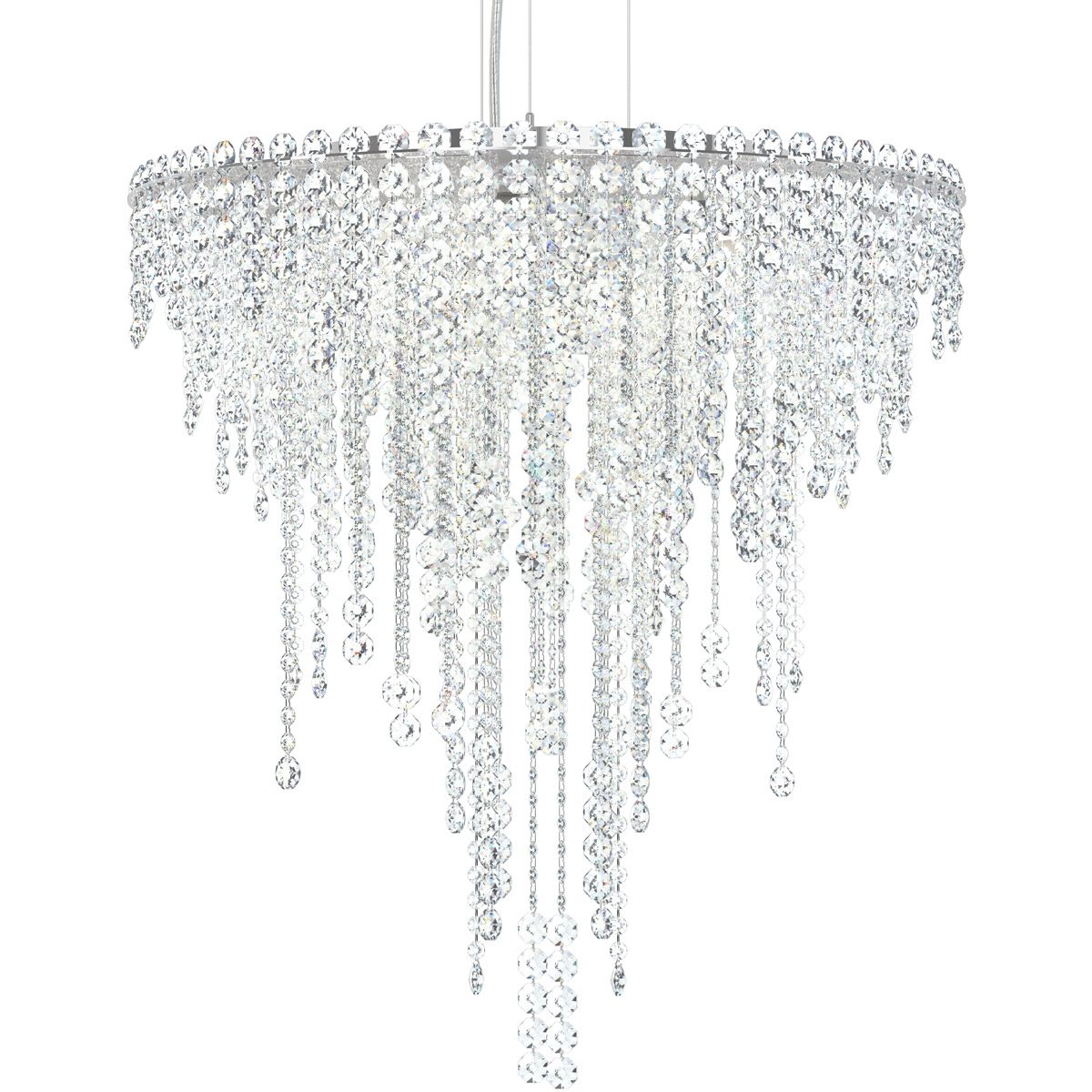 Chantant 6 Light Polished Stainless Steel Pendant Ceiling Light in Optic, Strand