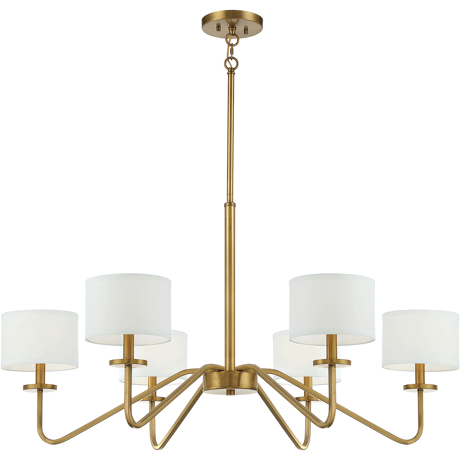 Transitional 6 Light 42 inch Natural Brass Chandelier Ceiling Light