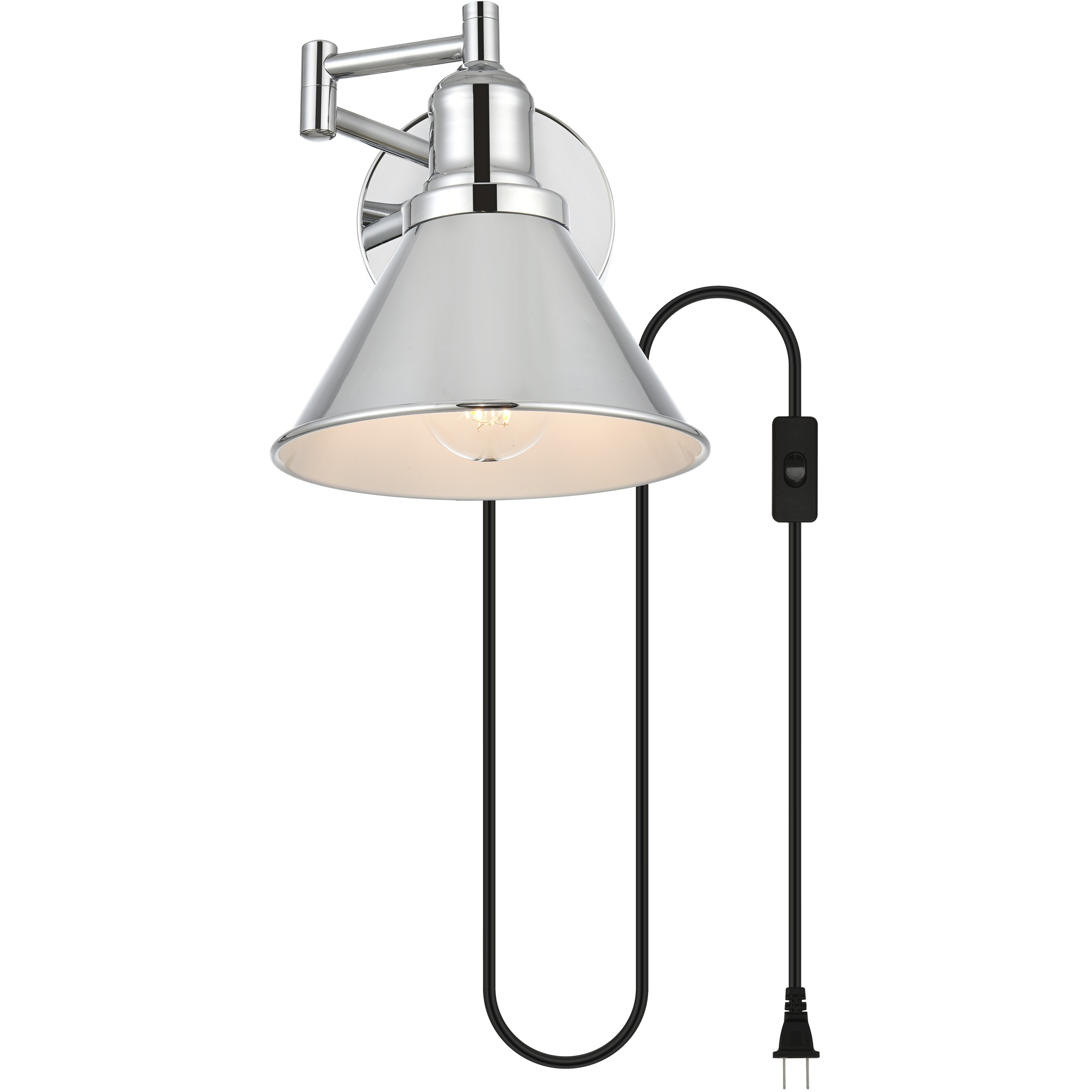 Jair 1 Light 7 inch Chrome Plug In Wall Sconce Wall Light