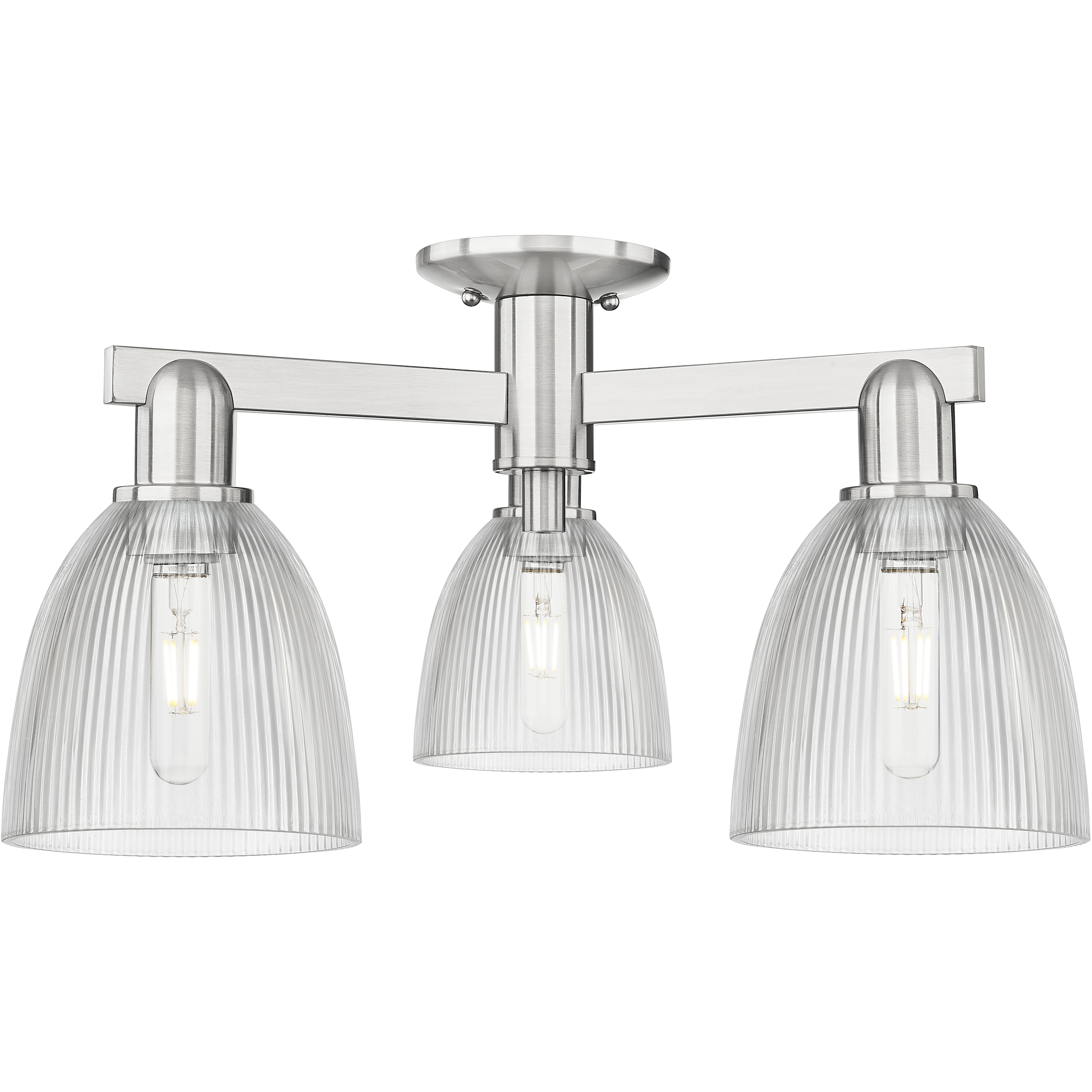Arcadia Castile 3 Light 23.5 inch Brushed Satin Nickel Semi-Flush Mount Ceiling Light in Clear