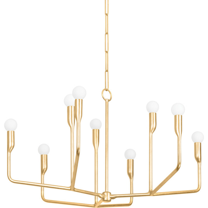 Norman 9 Light 32 inch Vintage Gold Leaf Chandelier Ceiling Light