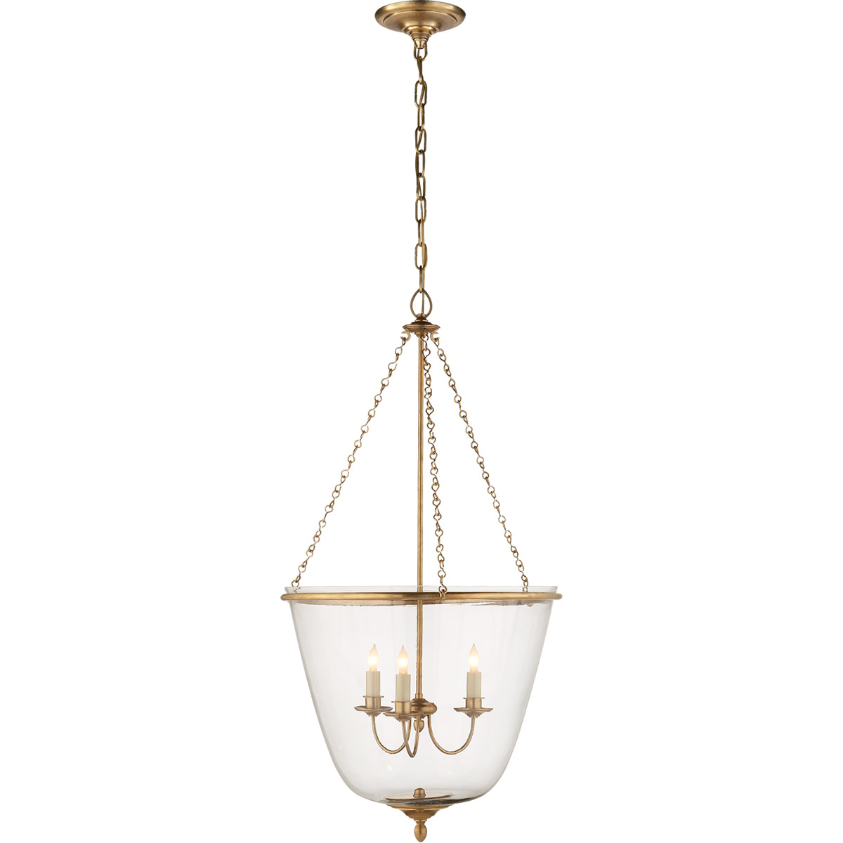 AERIN Pondview 3 Light 19.5 inch Hand-Rubbed Antique Brass Jar Lantern Pendant Ceiling Light, Medium