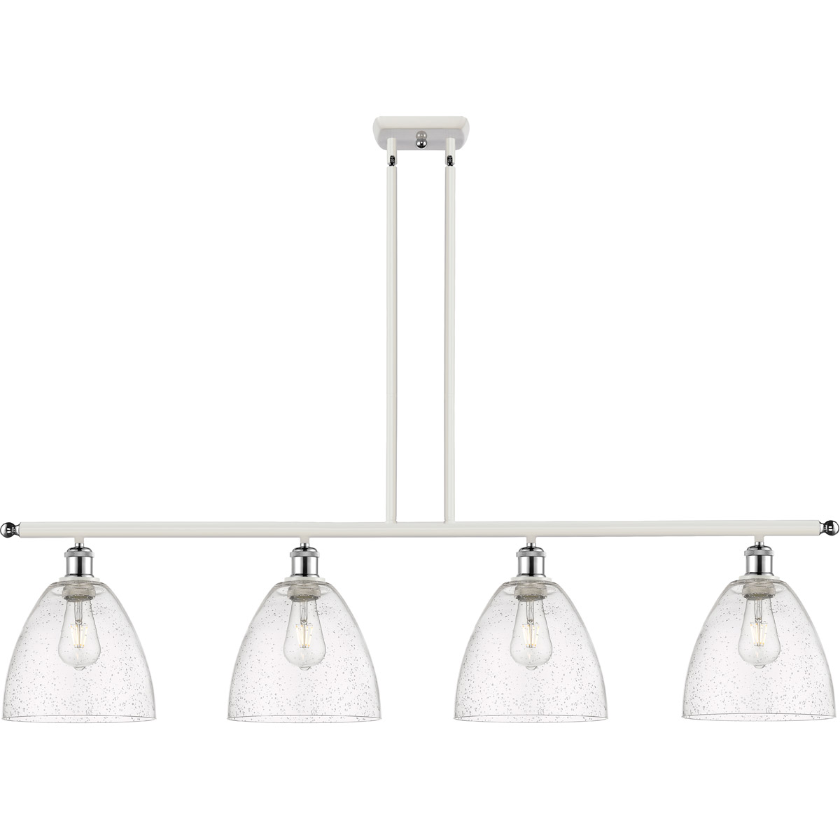 Ballston Ballston Dome 4 Light 48 inch White and Polished Chrome Island Light Ceiling Light in Seedy Glass