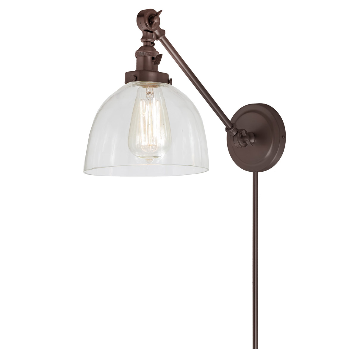 Soho Madison 22.5 inch 100 watt Oil Rubbed Bronze Swing Arm Wall Sconce Wall Light in Clear Mouth Blown, Double Swivel