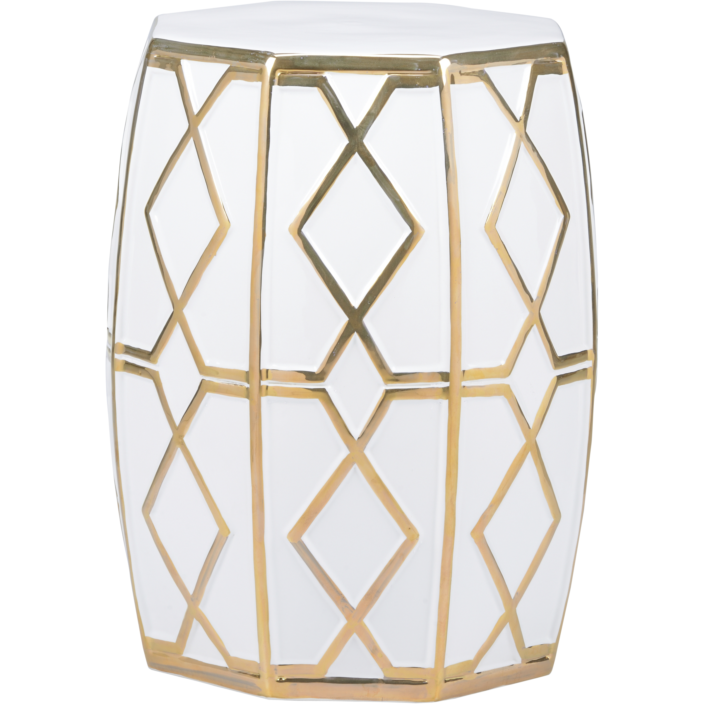 Andreu 19.25 inch White/Cream and Gold Garden Stool