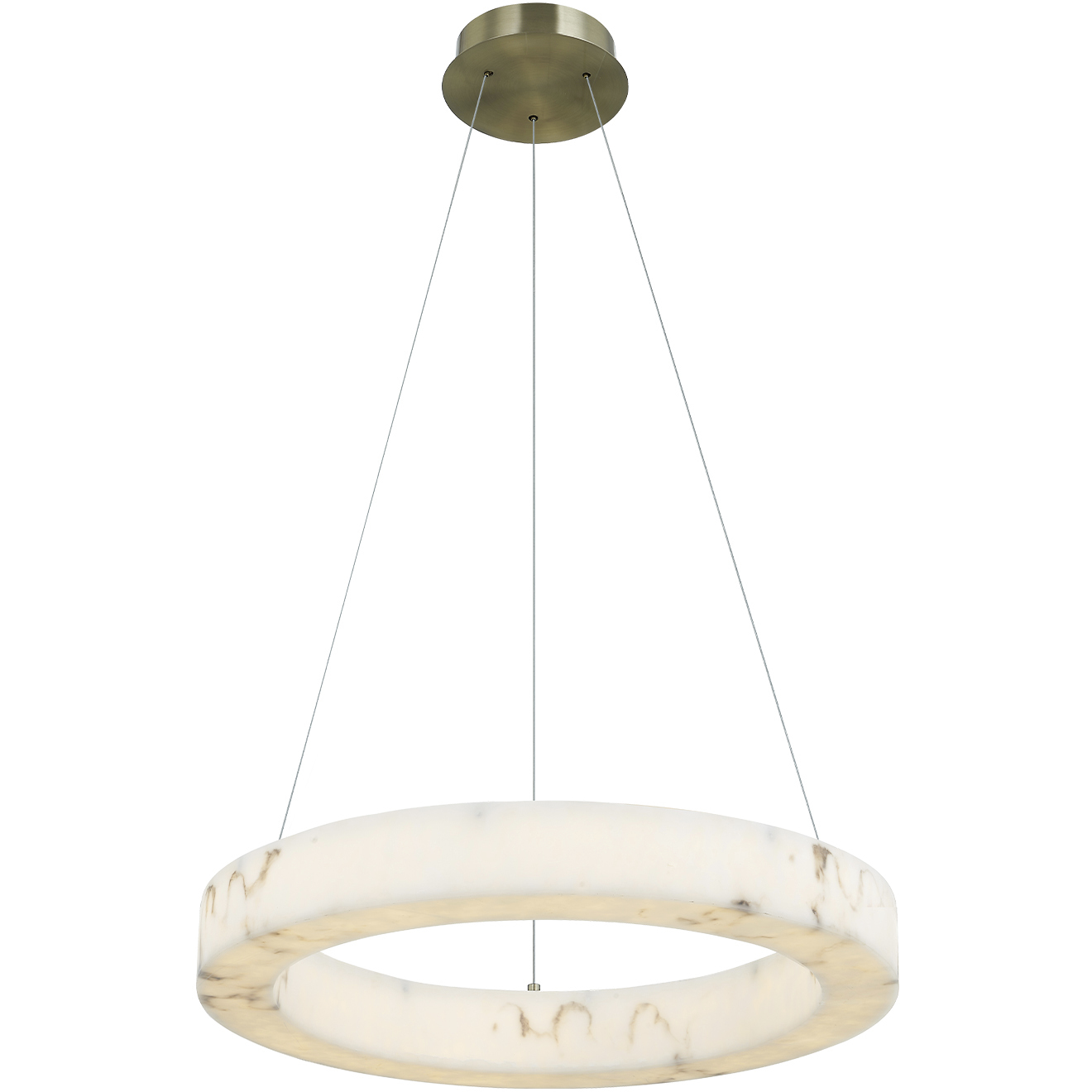 LumenAria Collection - Medley Family LED 24 inch Brushed Brass and Faux Alabaster Pendant Ceiling Light in 24" D x 24" W x 3" H, EVOLV