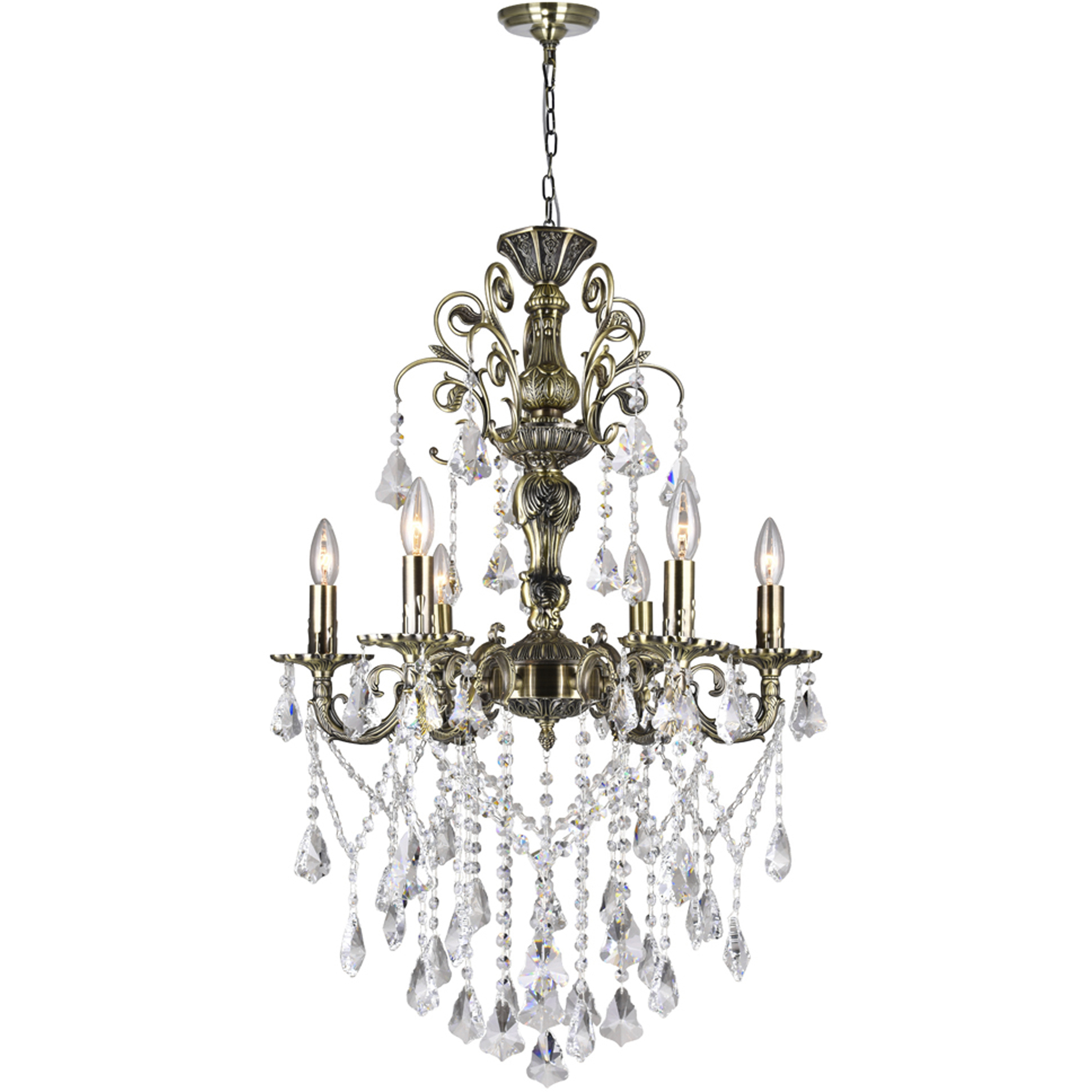 Brass 6 Light 24 inch Antique Brass Up Chandelier Ceiling Light