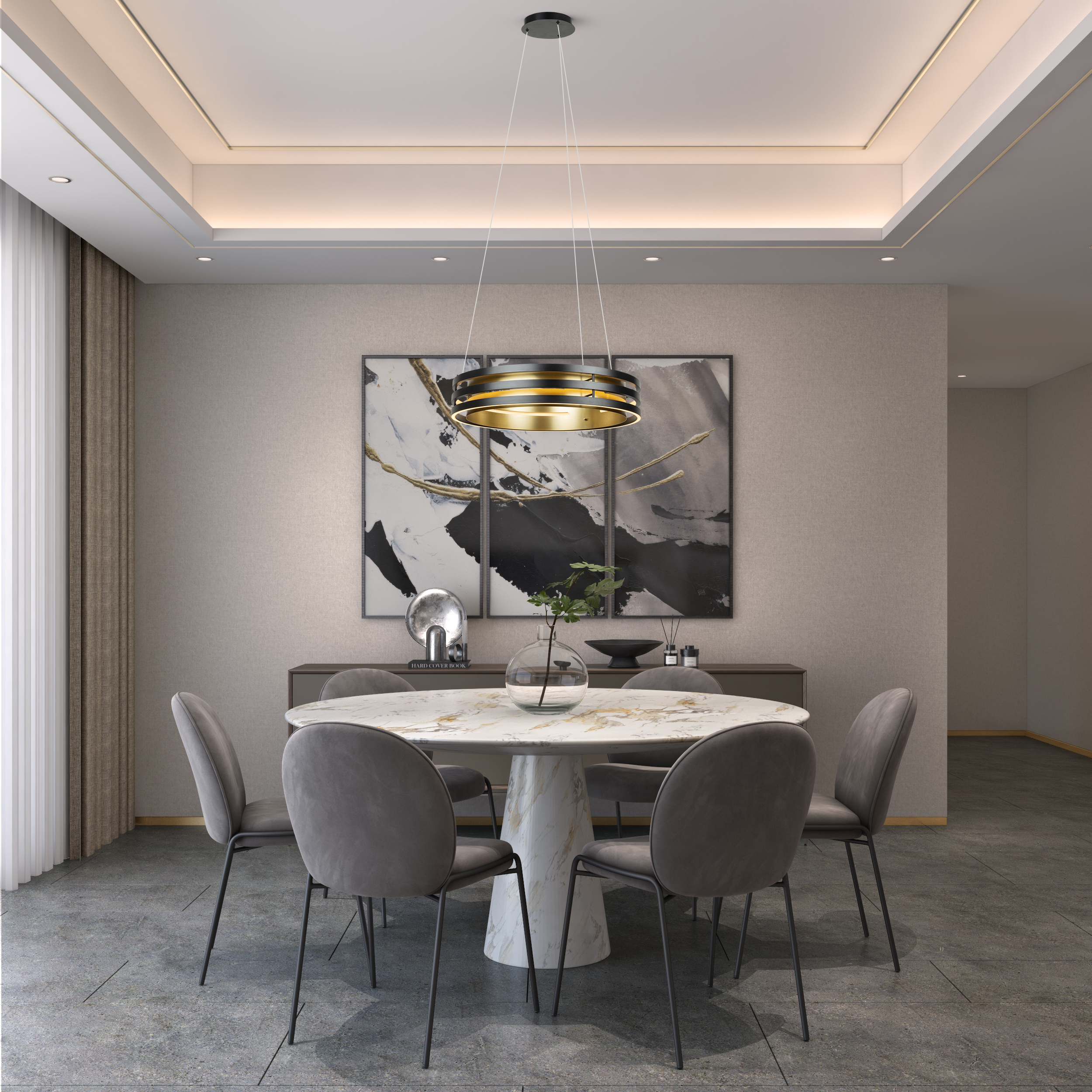Toledo LED 17.5 inch Black and Brushed Brass Chandelier Ceiling Light