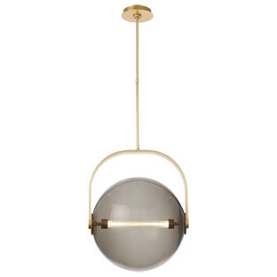 Sean Lavin Fues LED 17.7 inch Natural Brass Line-Voltage Pendant Ceiling Light in Transparent Smoke Glass