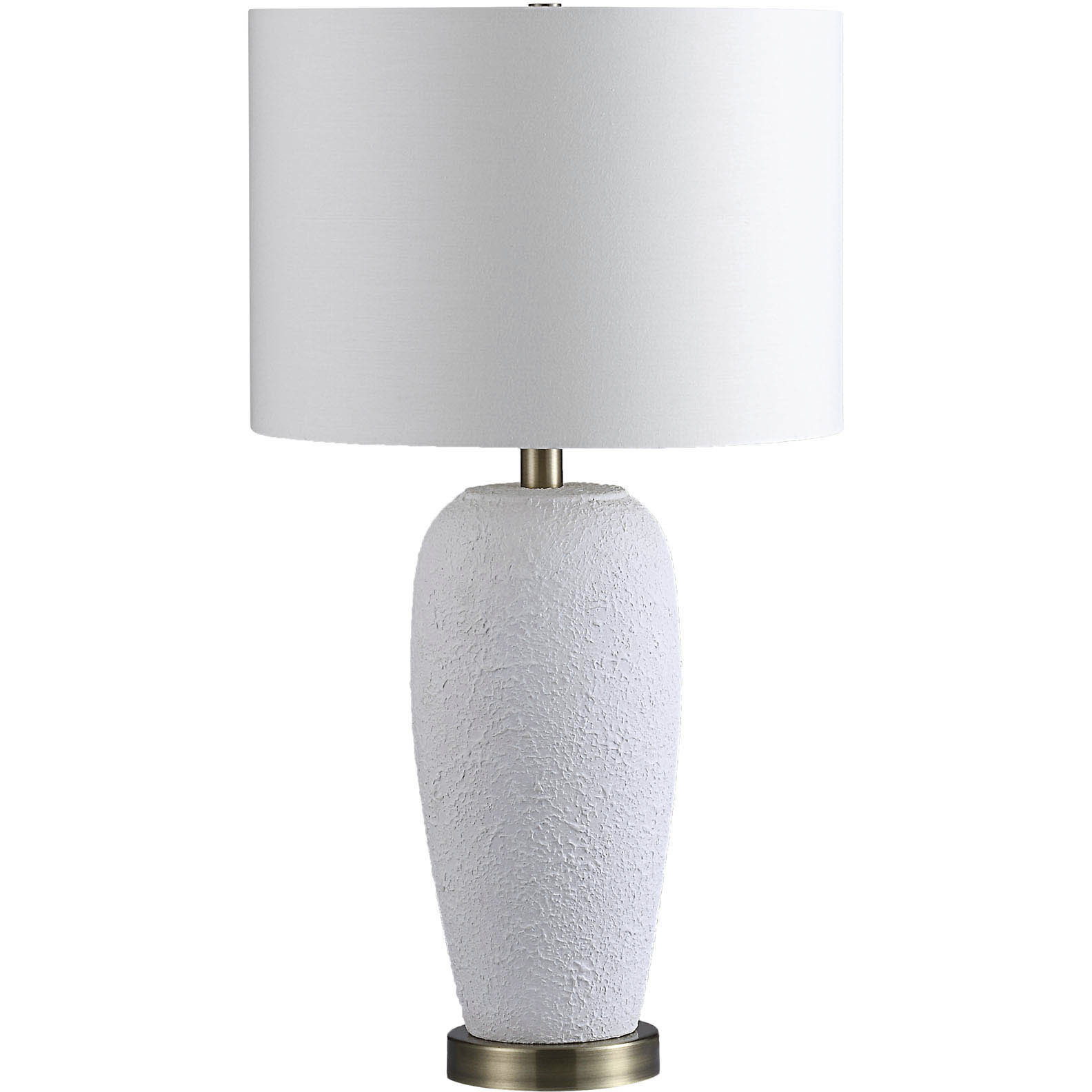Nissa 25.5 inch 100 watt White and Antique Brass Table Lamp Portable Light