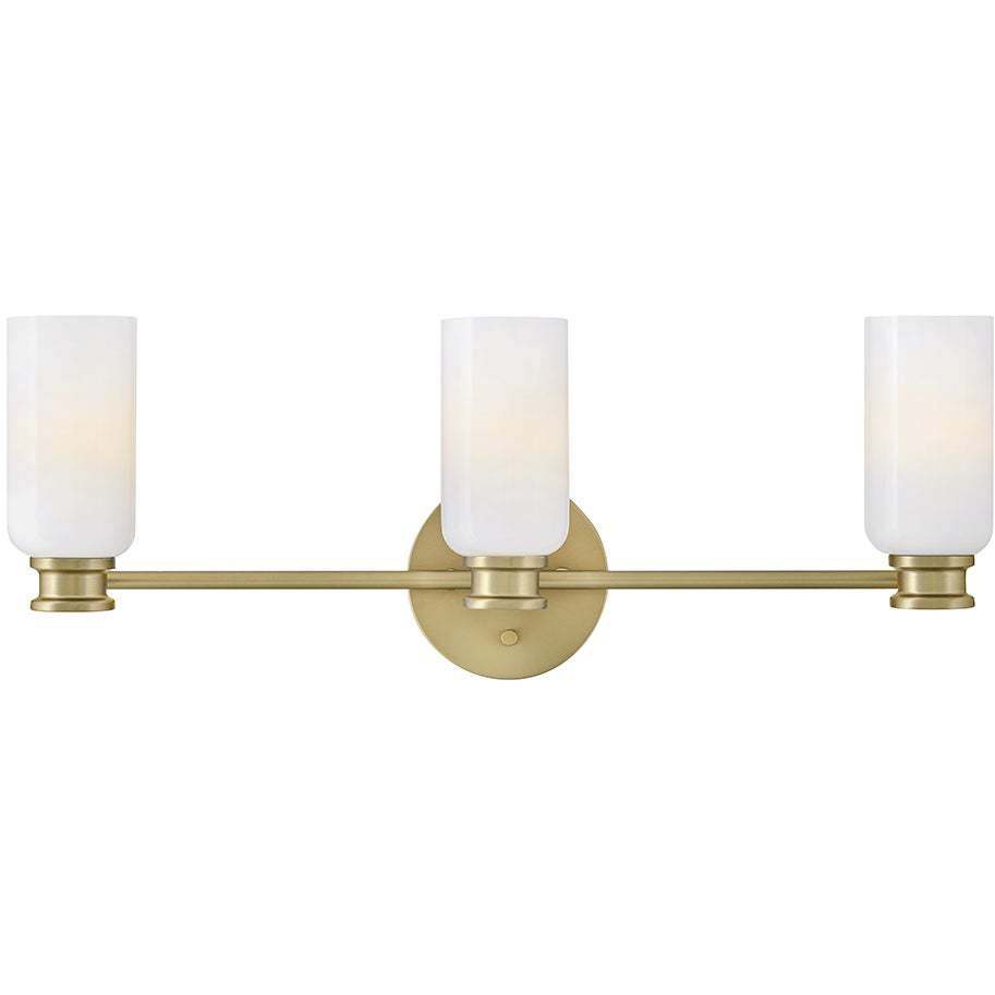 Naomi 3 Light 24 inch Lacquered Brass Bath Light Wall Light in Cased Opal