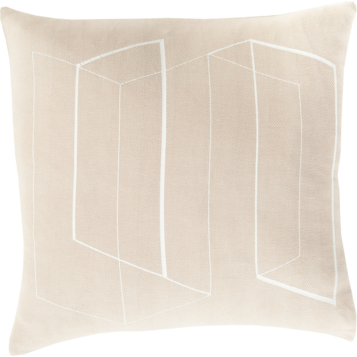 Teori 18 inch Beige, White Pillow Cover