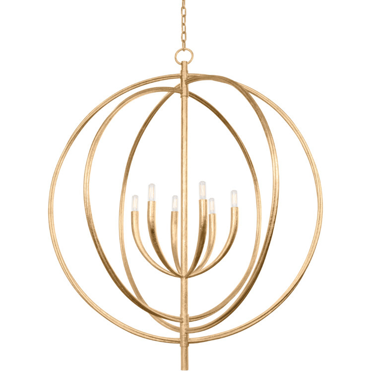 Fillea 6 Light 40 inch Vintage Gold Leaf Pendant Ceiling Light