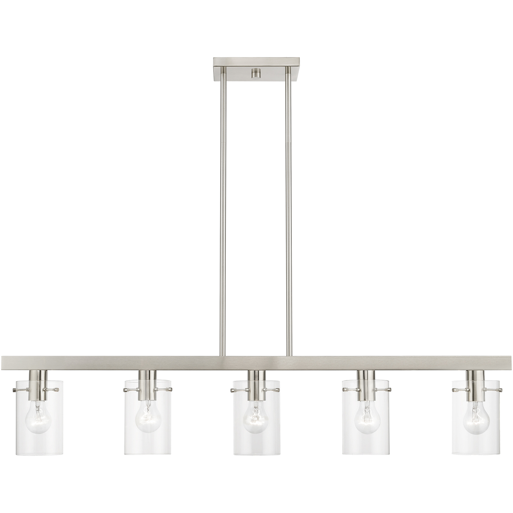 Munich 5 Light 42 inch Brushed Nickel Linear Chandelier Ceiling Light