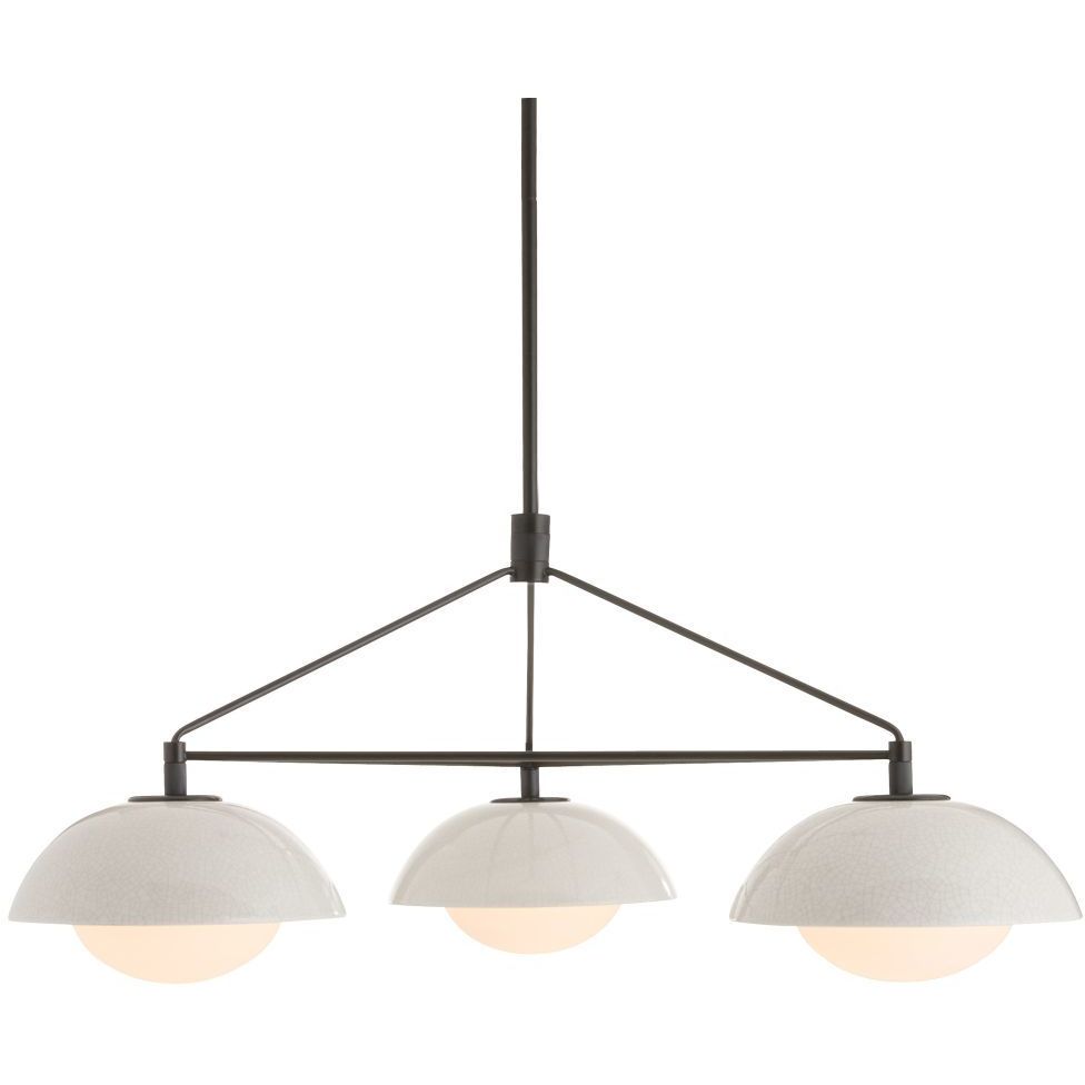 Glaze 3 Light 38 inch Blackened Steel, Ivory Stained Crackle Chandelier Ceiling Light