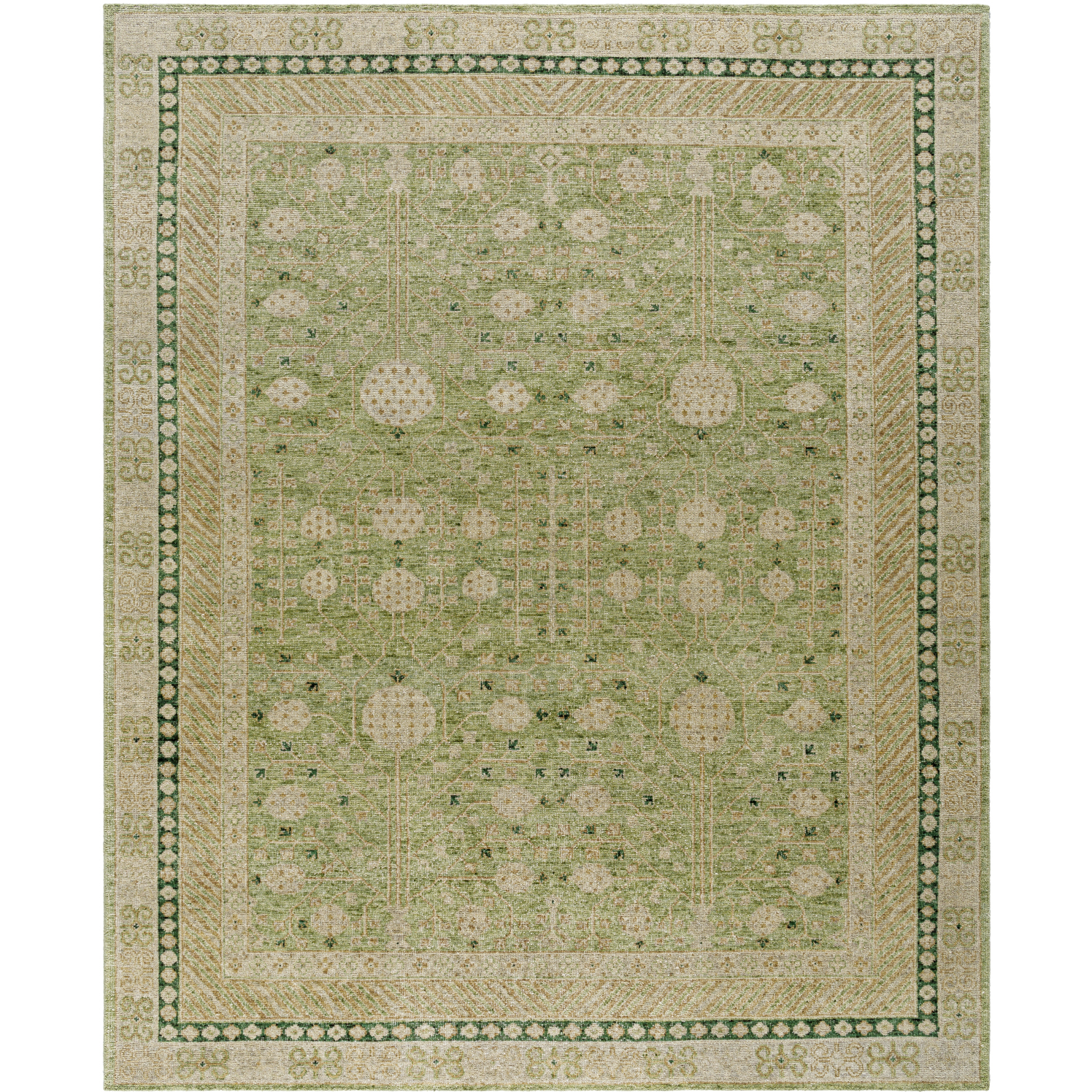 Marisa 36 X 24 inch Warm Grey / Ash / Sage Handmade Rug in 2 x 3