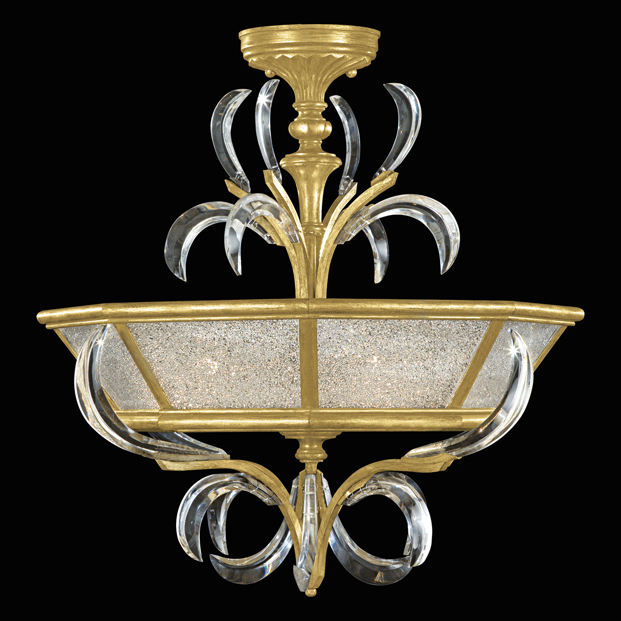 Beveled Arcs 3 Light 26 inch Gold Semi-Flush Mount Ceiling Light