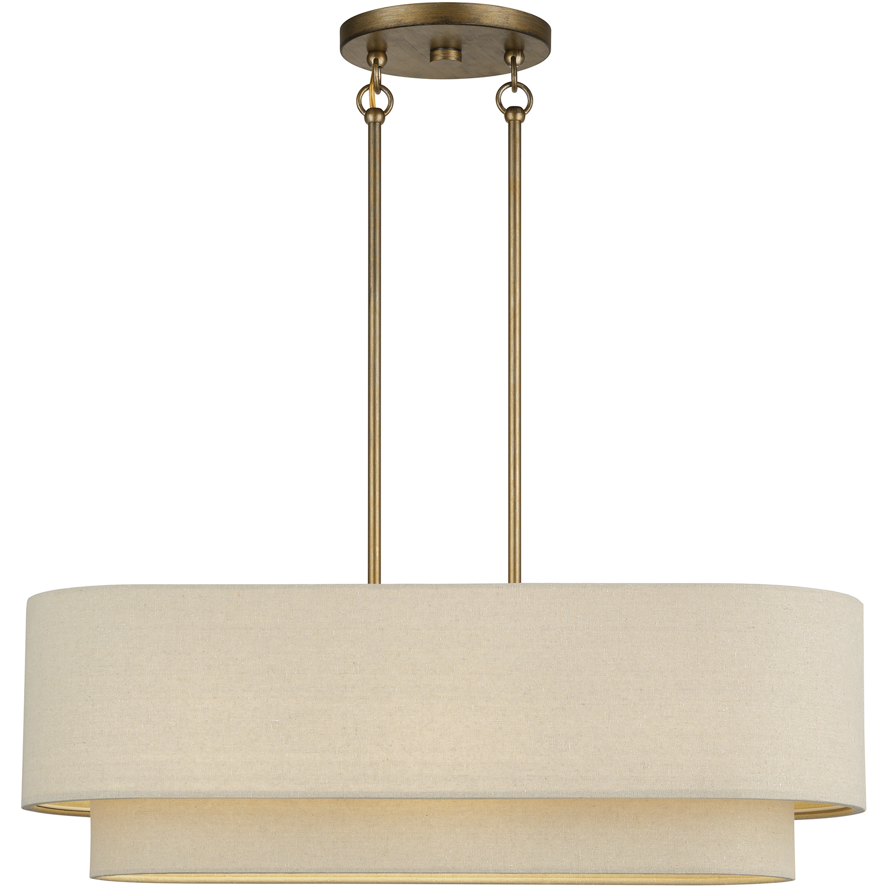 Bellingham 3 Light 30 inch Antique Gold Leaf Linear Chandelier Ceiling Light, Medium