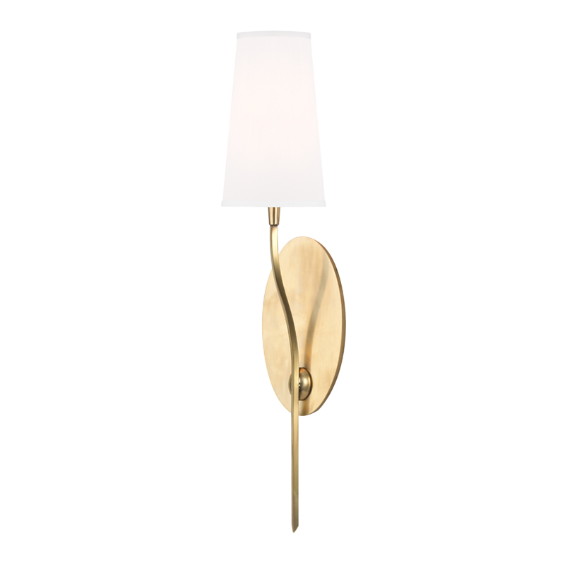Rutland 1 Light 5 inch Aged Brass Wall Sconce Wall Light in White Faux Silk