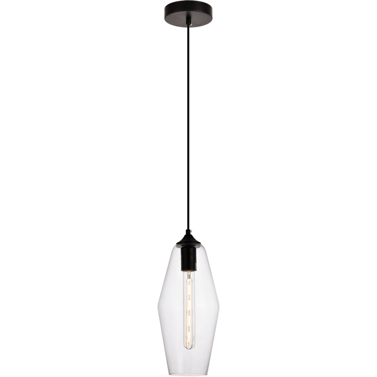 Placido 1 Light 5.9 inch Black and Clear Pendant Ceiling Light