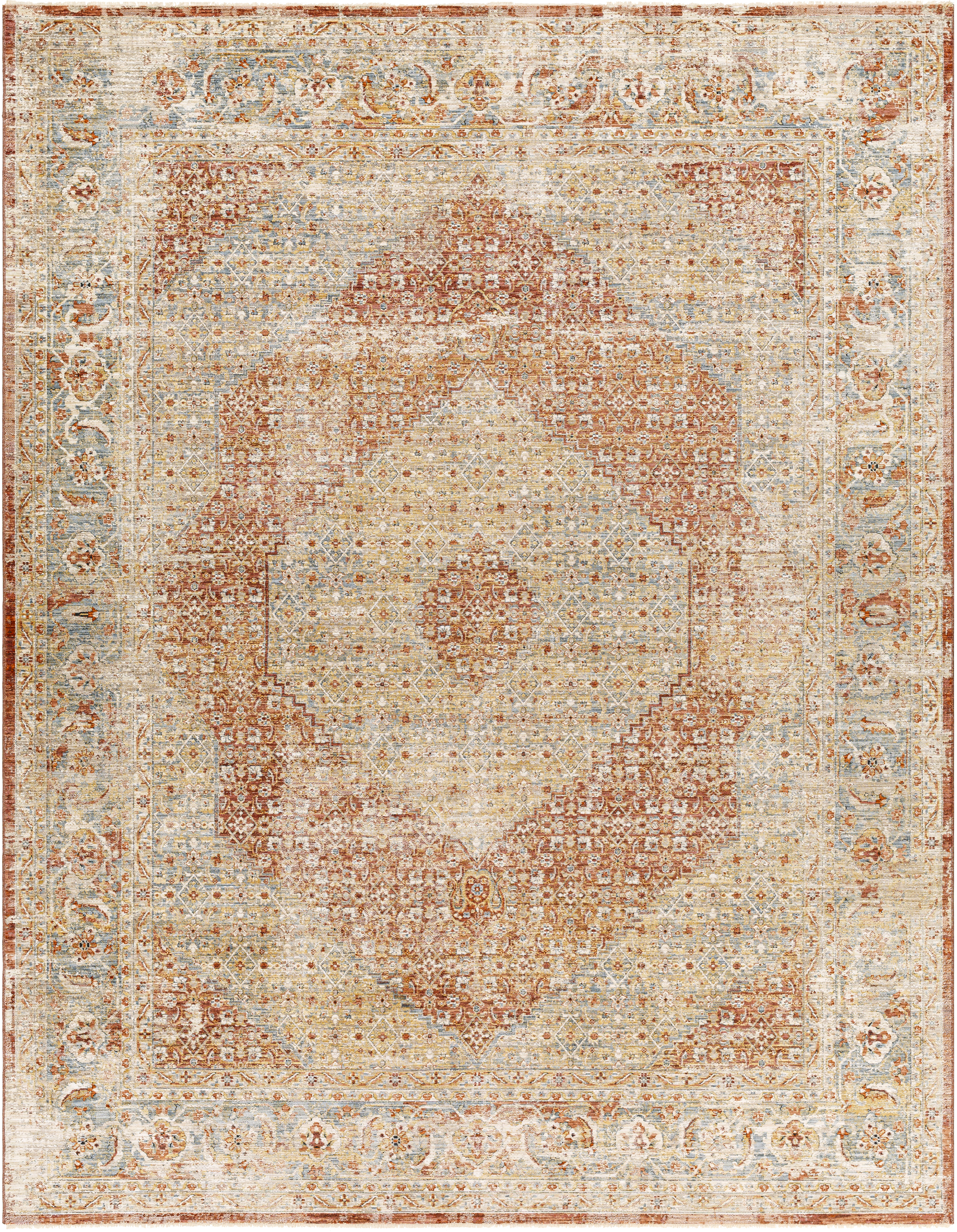 Aspendos 123 X 94 inch Brick Red Rug, Rectangle