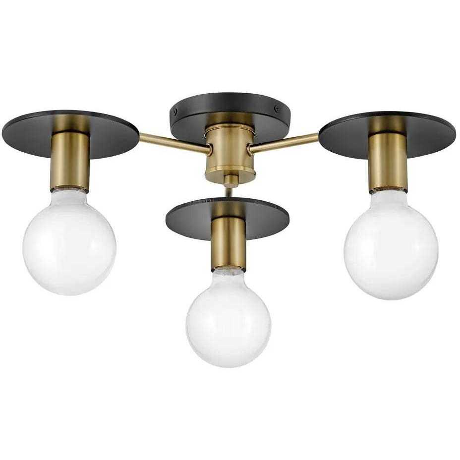 Bobbie LED 20 inch Lacquered Brass Chandelier Ceiling Light, Semi-Flush Mount