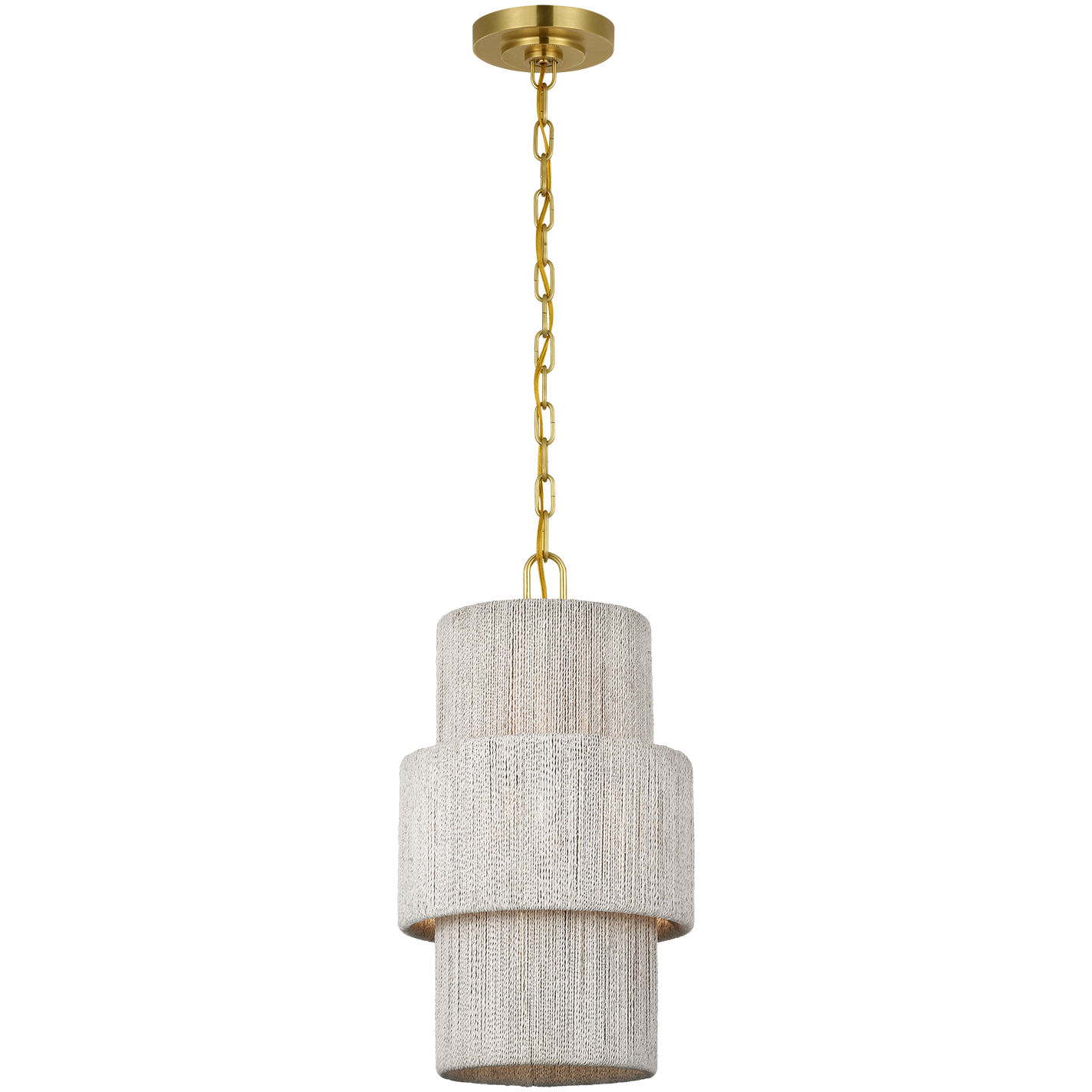 Chapman & Myers Dorado LED 11.5 inch Antique-Burnished Brass and Washed Abaca Pendant Ceiling Light