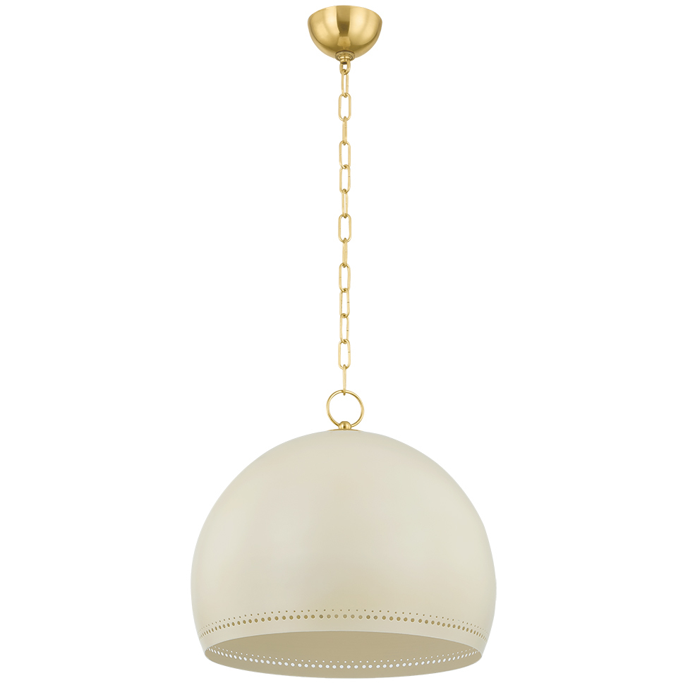 Etna 1 Light 17.75 inch Aged Brass/Soft Cream Pendant Ceiling Light