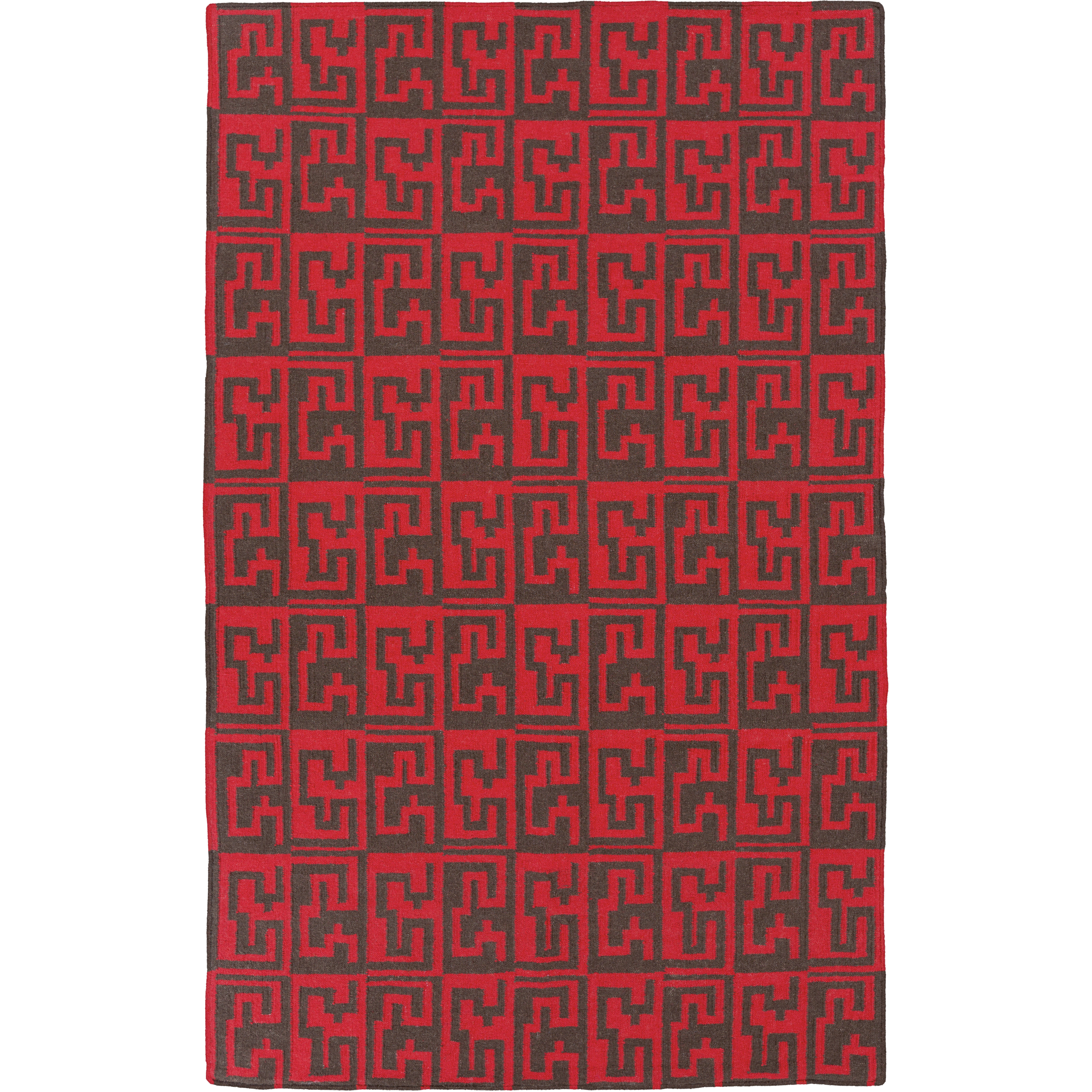 Frontier 36 X 24 inch Bright Red, Dark Brown Rug