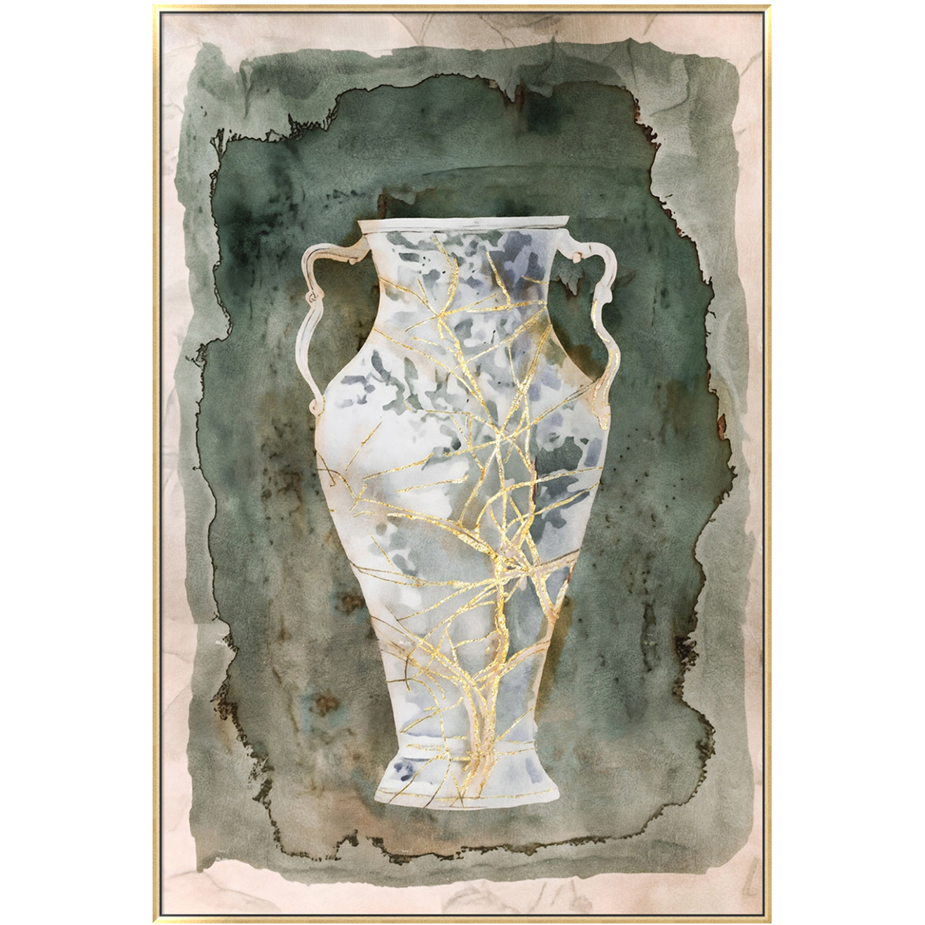 Anita Green and Gray with Gold Wall Art