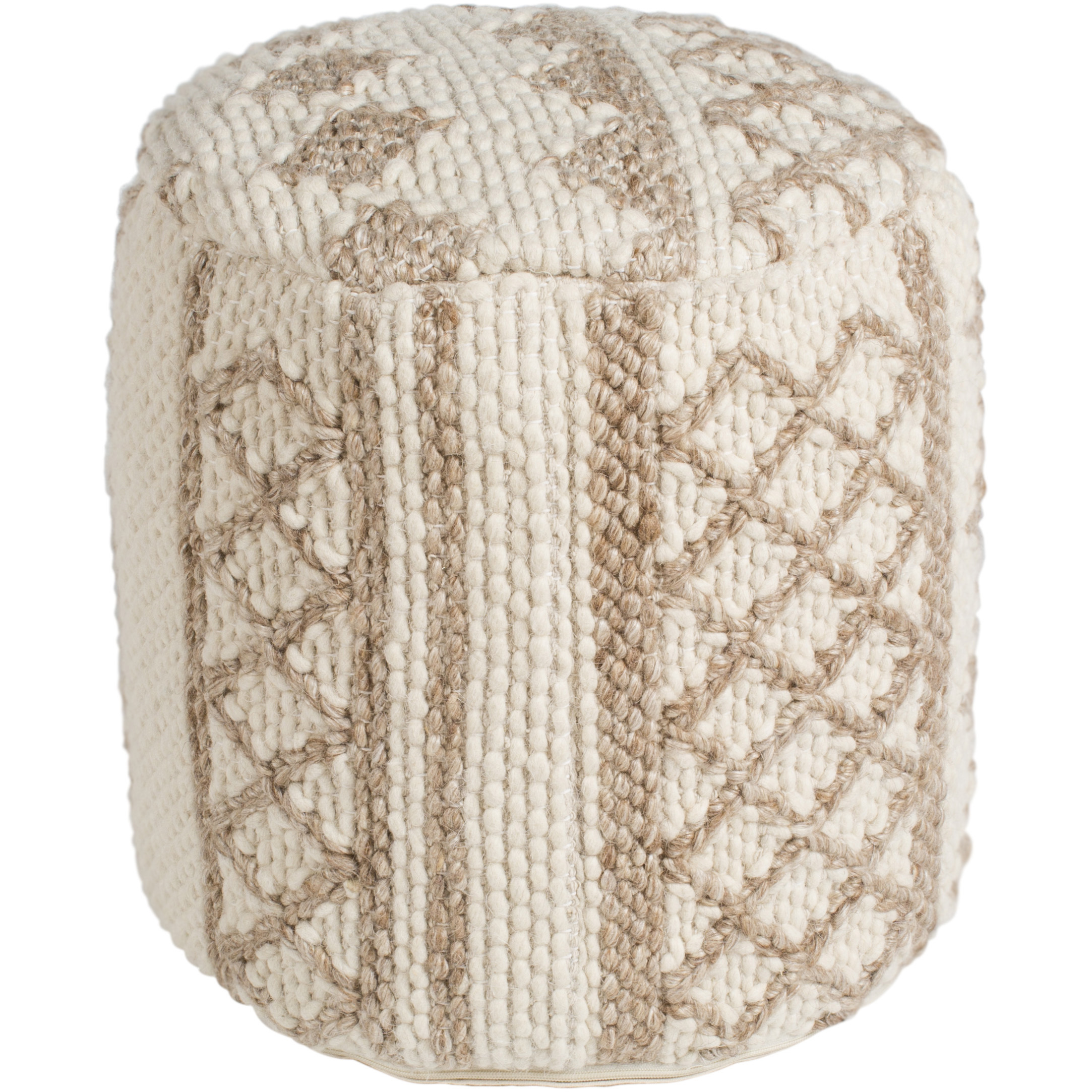 Gobi 16 inch Cream Pouf, Cylinder