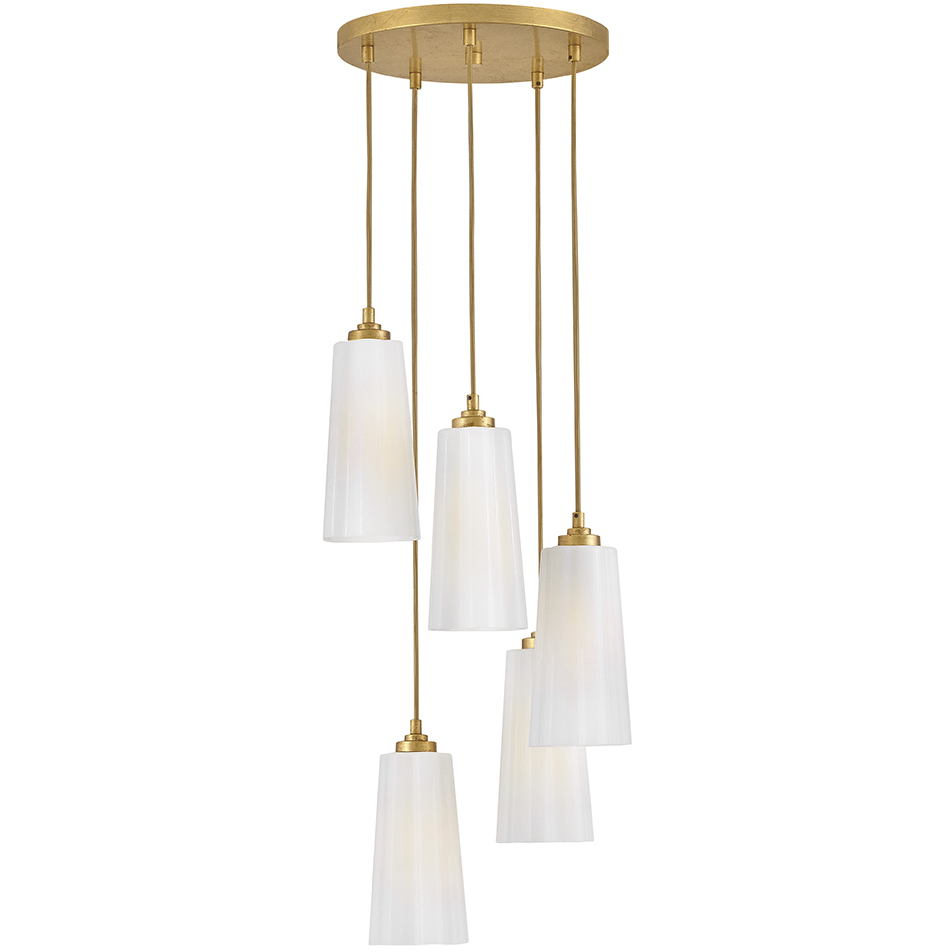 Honey 5 Light 16 inch Distressed Brass Chandelier Ceiling Light, Small