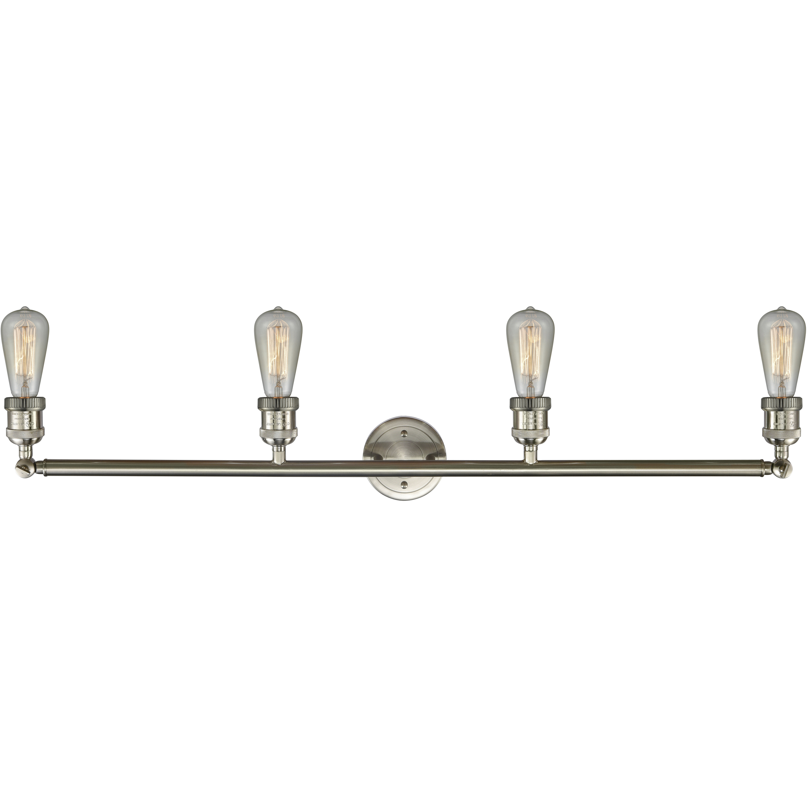 Franklin Restoration Small Bell 4 Light 43 inch Brushed Satin Nickel Bath Vanity Light Wall Light in Silver Plated Mercury Glass, Franklin Restoration