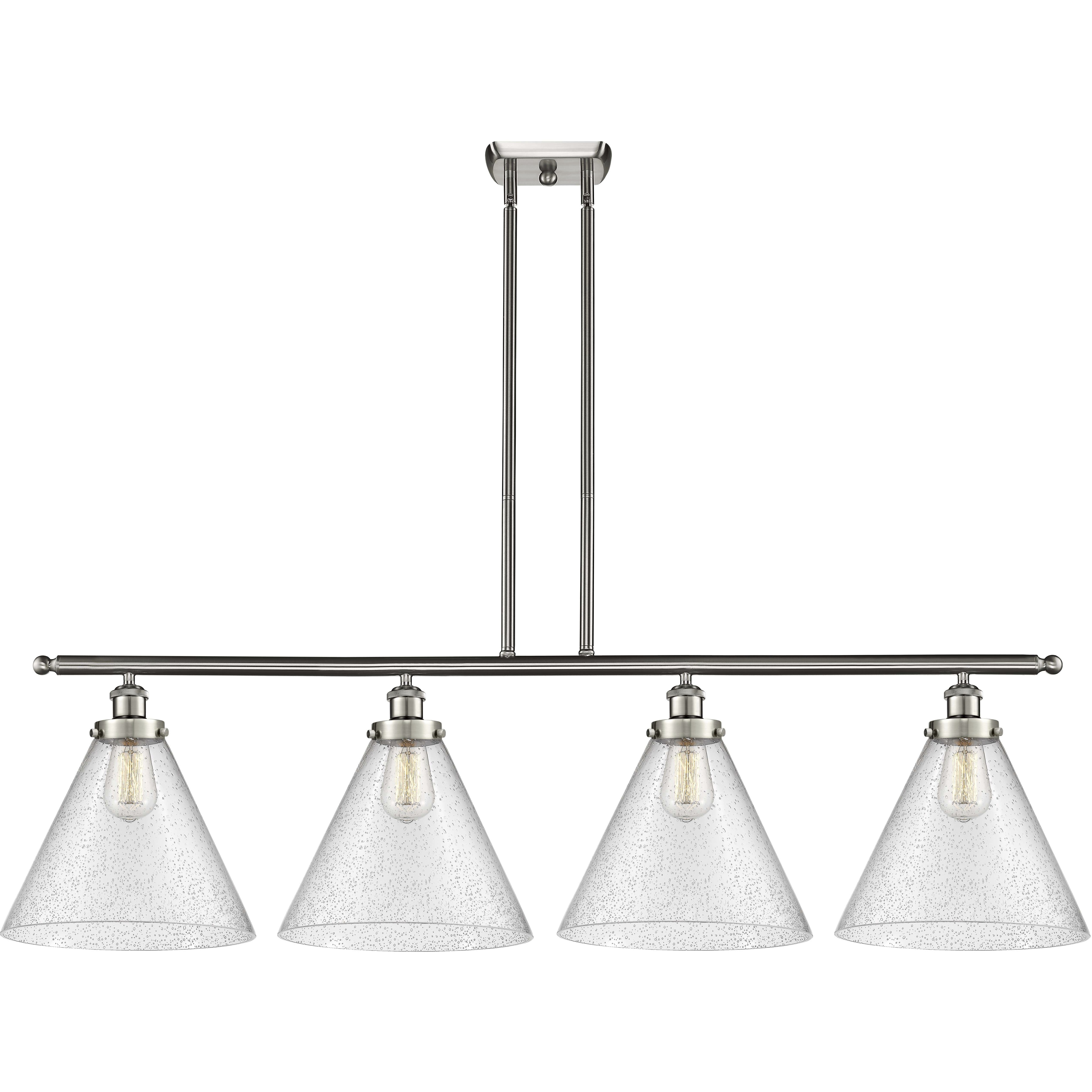 Ballston X-Large Cone LED 48 inch Brushed Satin Nickel Island Light Ceiling Light in Seedy Glass