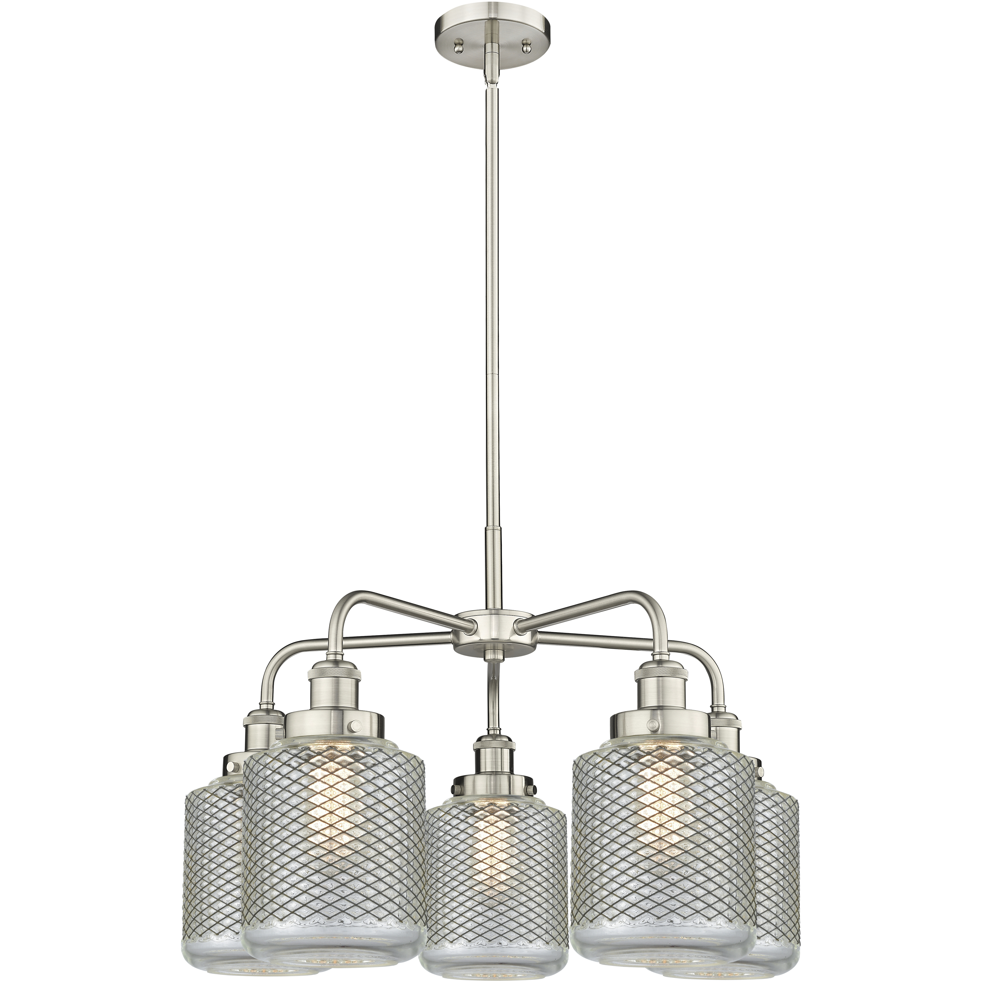 Edison 5 Light 24 inch Satin Nickel Chandelier Ceiling Light