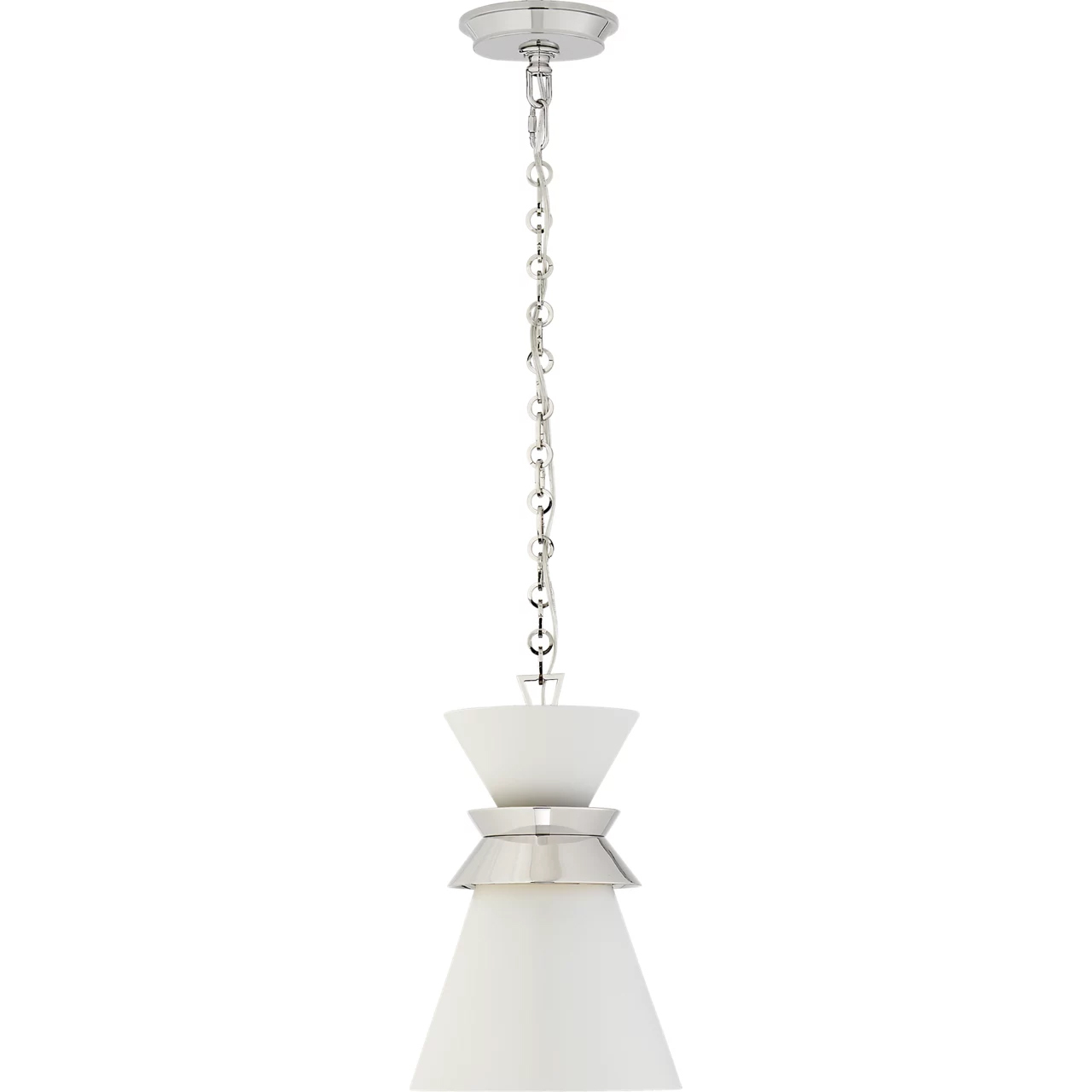 Chapman & Myers Alborg 1 Light 10 inch Polished Nickel Stacked Pendant Ceiling Light in Matte White, Small