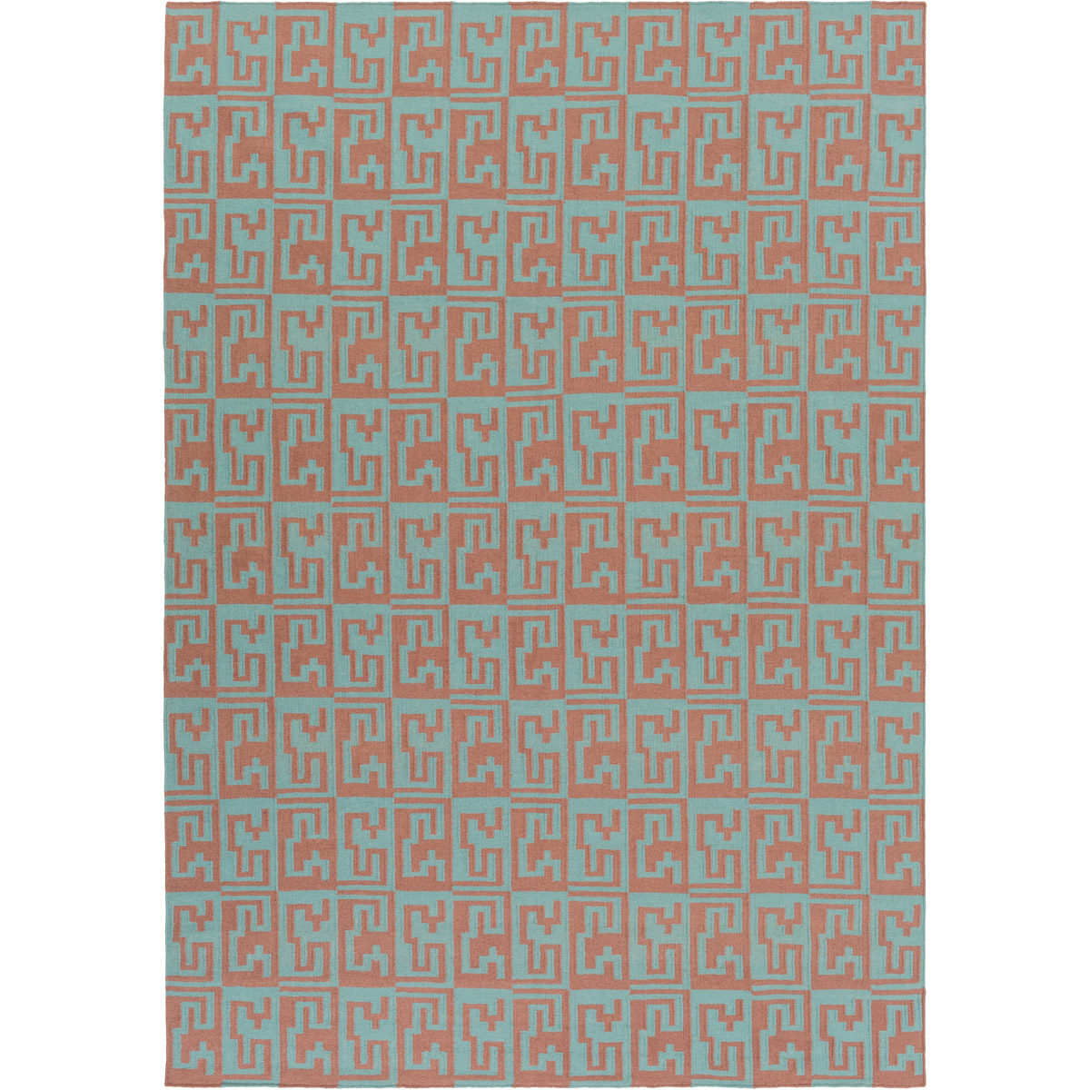 Frontier 66 X 42 inch Dark Brown, Teal Rug