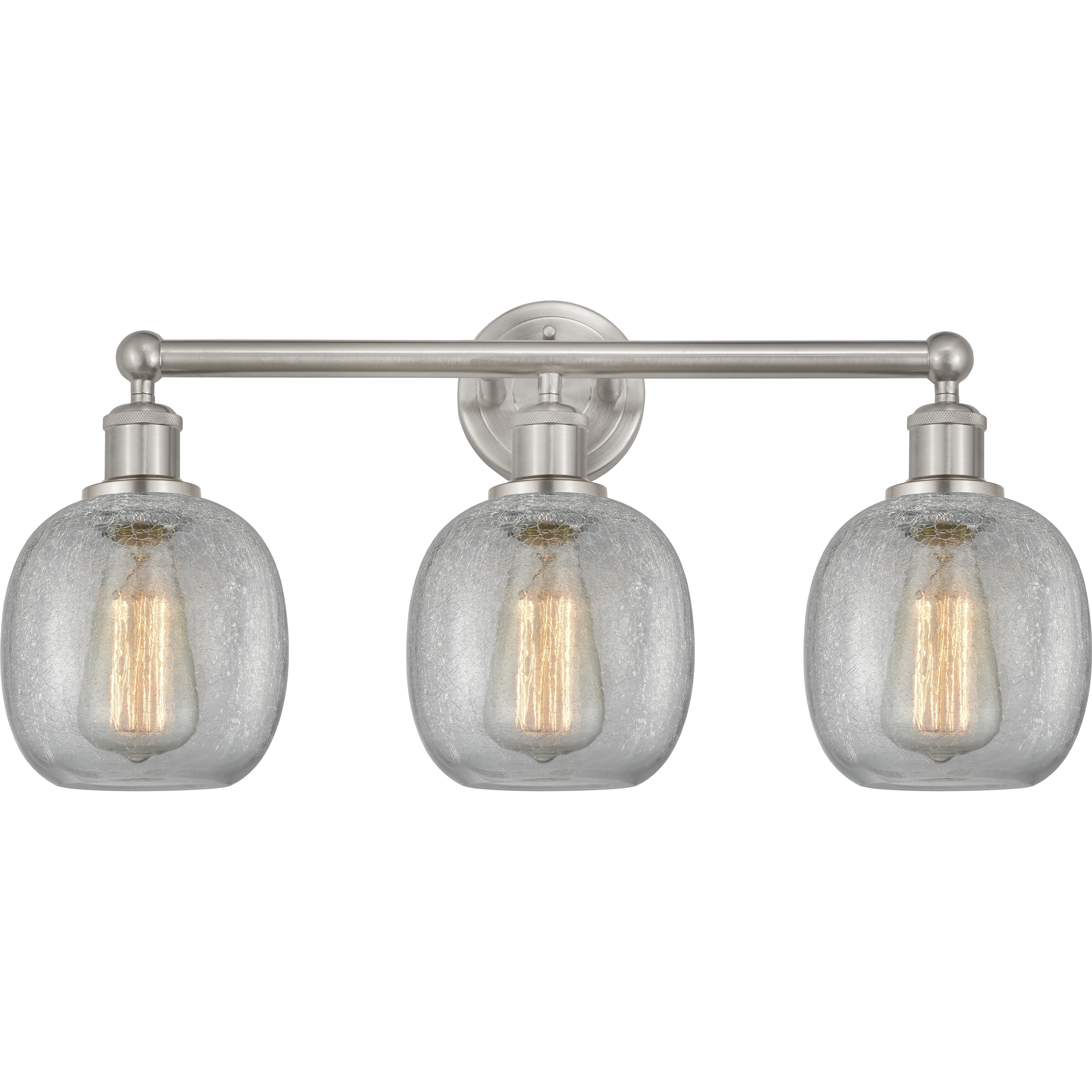 Edison Belfast 3 Light 24 inch Brushed Satin Nickel Bath Vanity Light Wall Light in Clear Crackle Glass