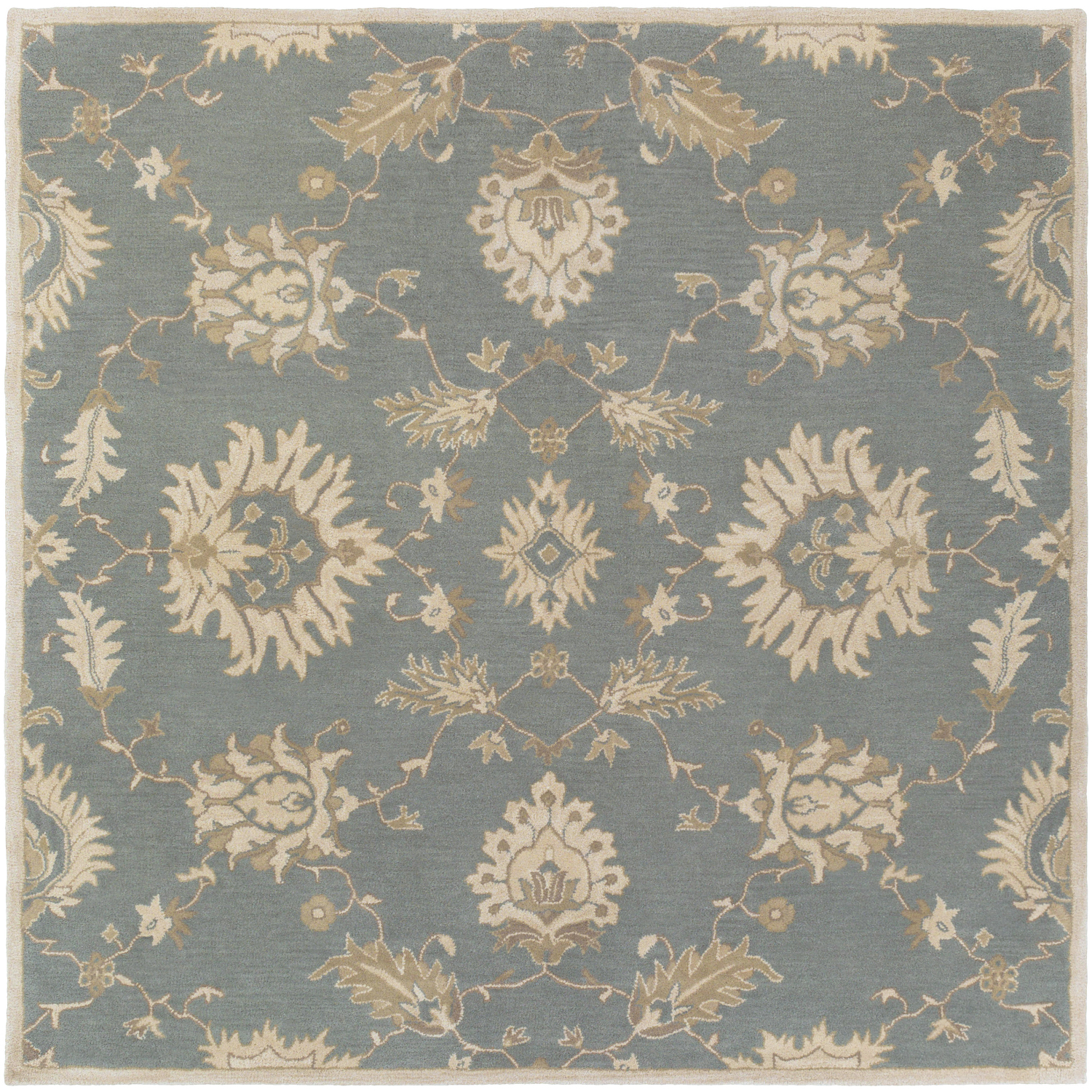 Caesar 72 X 72 inch Medium Gray/Ivory/Olive/Brown Handmade Rug in 6 Ft Square, Square