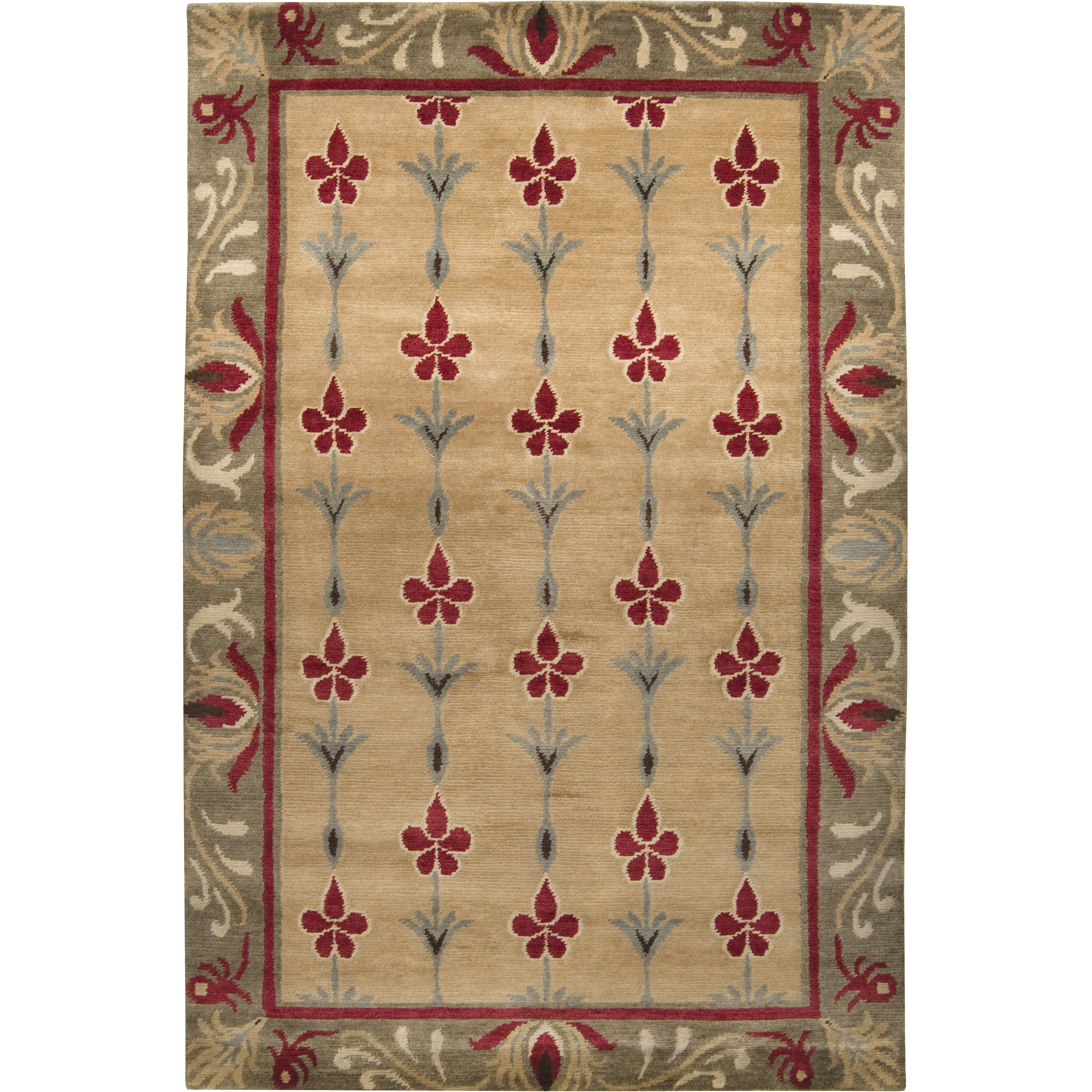 Arts and Crafts Amber / Rust / Charcoal / Dark Brown / Tan Handmade Rug