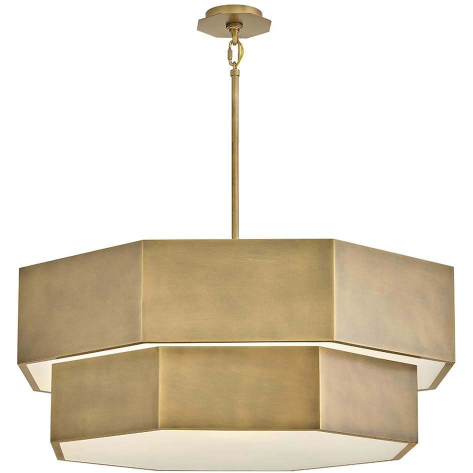 Facet 12 Light 38 inch Heritage Brass Chandelier Ceiling Light
