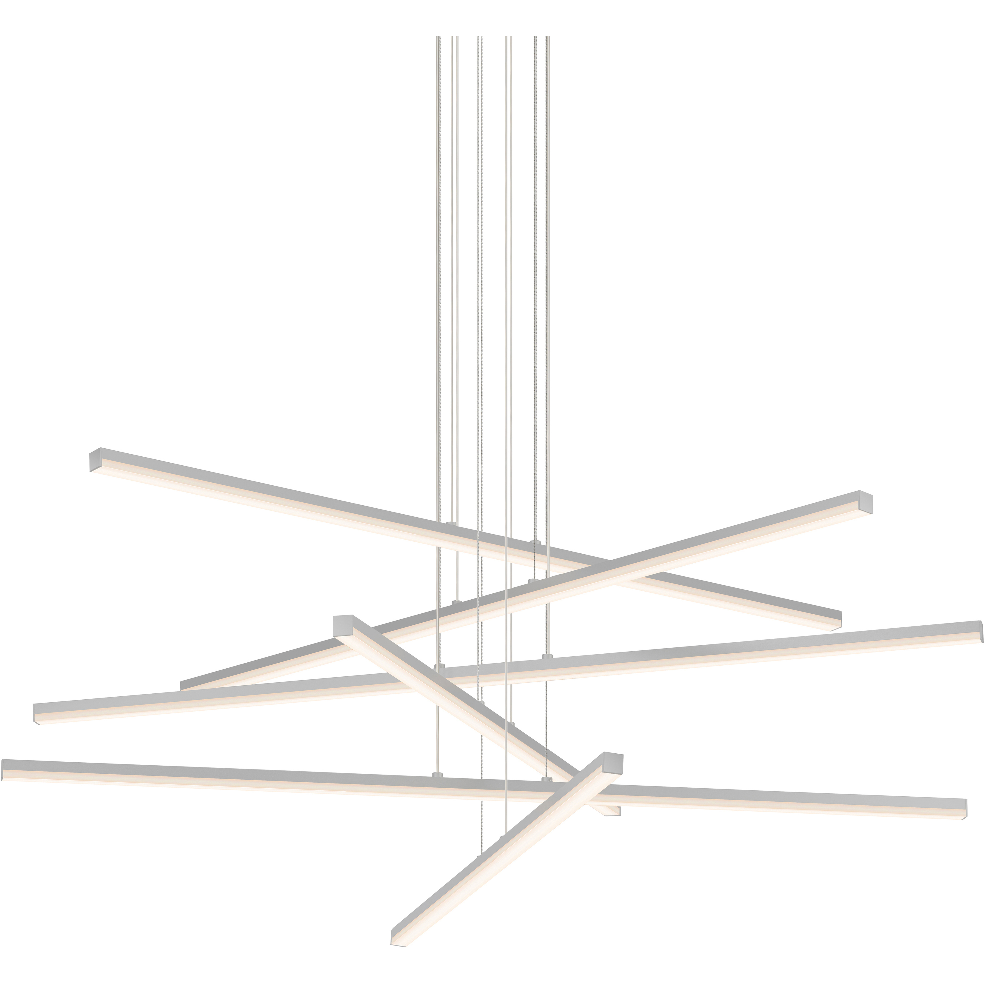 Stix LED 40 inch Bright Satin Aluminum Chandelier Ceiling Light in Standard Suspension
