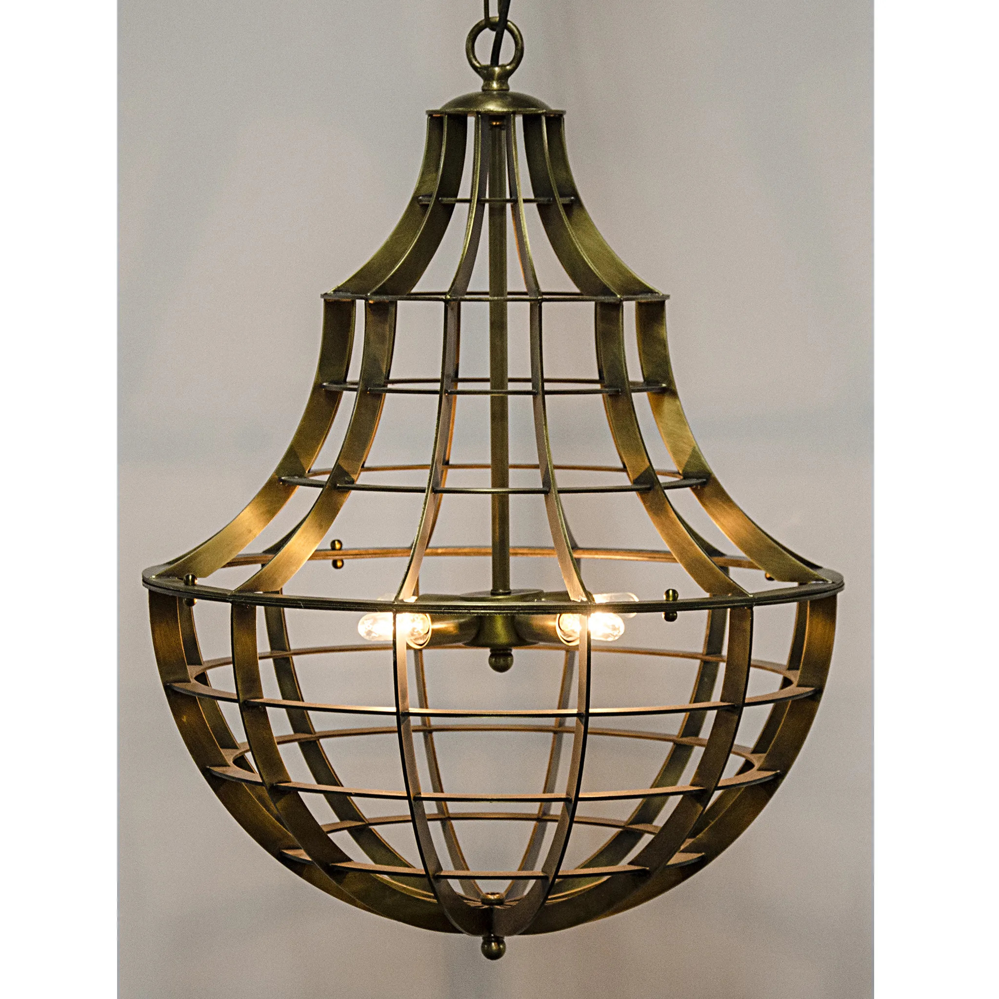 Ribcage 4 Light 20 inch Antique Brass Chandelier Ceiling Light