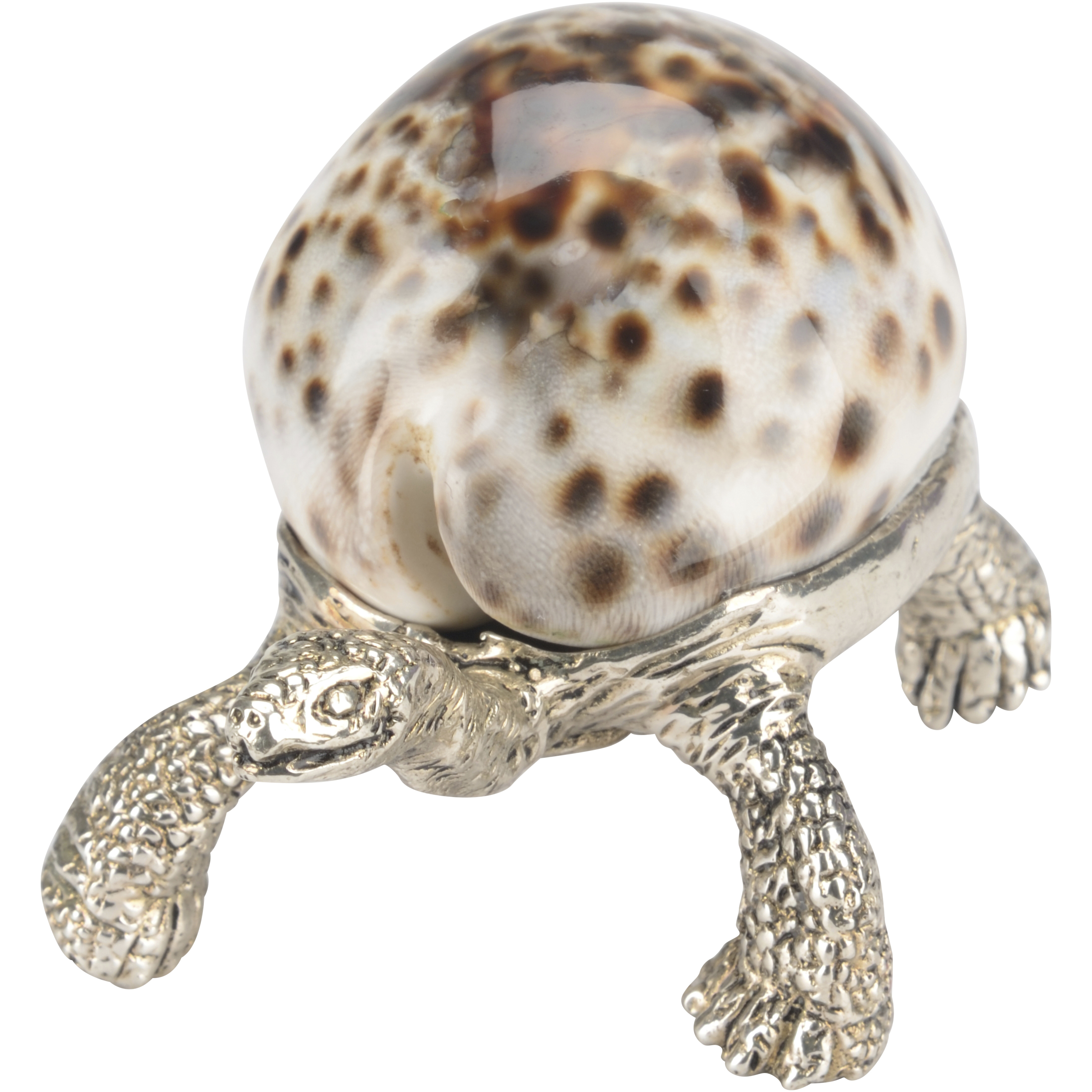 Turtle Paperweight Silver and Brown Figurine